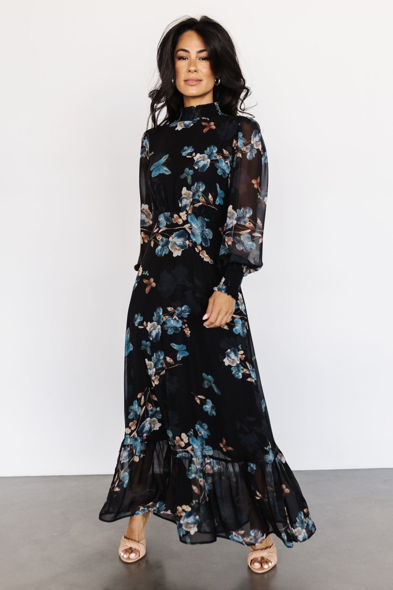 Luciana Maxi Dress | Black + Blue Discount Low Pice