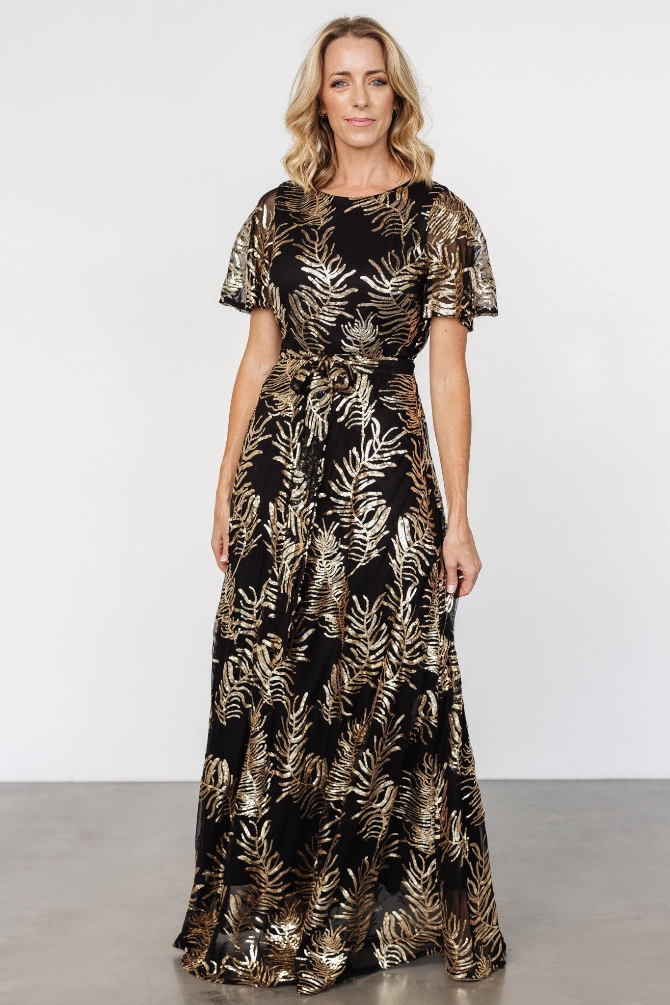 Muse Sequin Maxi Dress | Black + Gold Collections For Sale