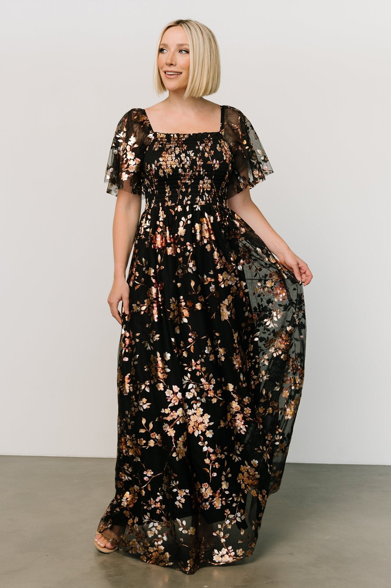 Cassandra Tulle Maxi Dress | Black Blossom Amazon For Sale