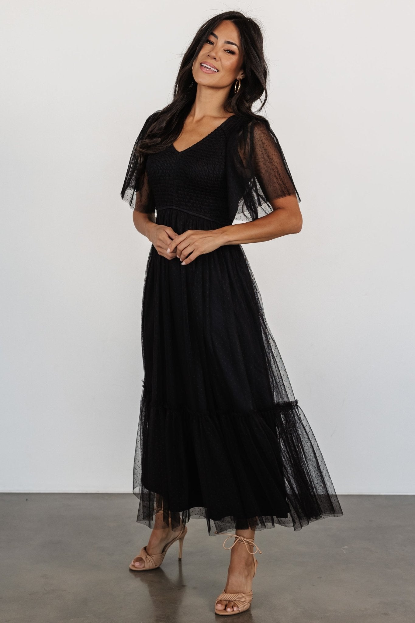 Martha Smocked Tulle Dress | Black Cheap Visa Payment