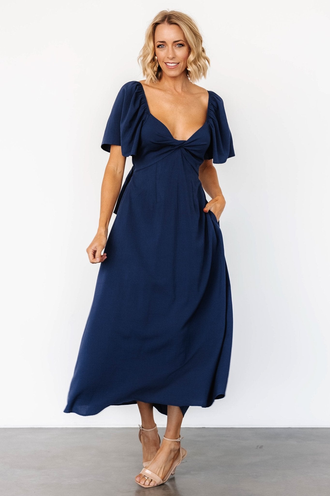 Indie Back Tie Dress | Navy Cheap Sale Inexpensive