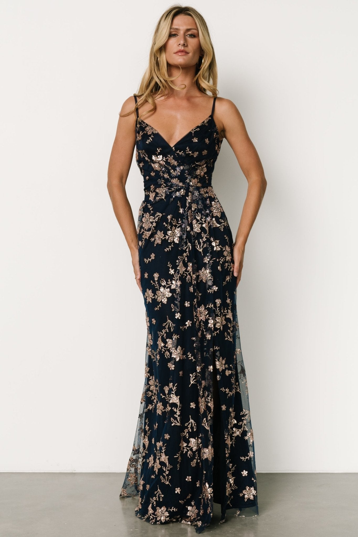 Marcia Sparkle Gown | Navy + Rose Gold Outlet Cheap Quality