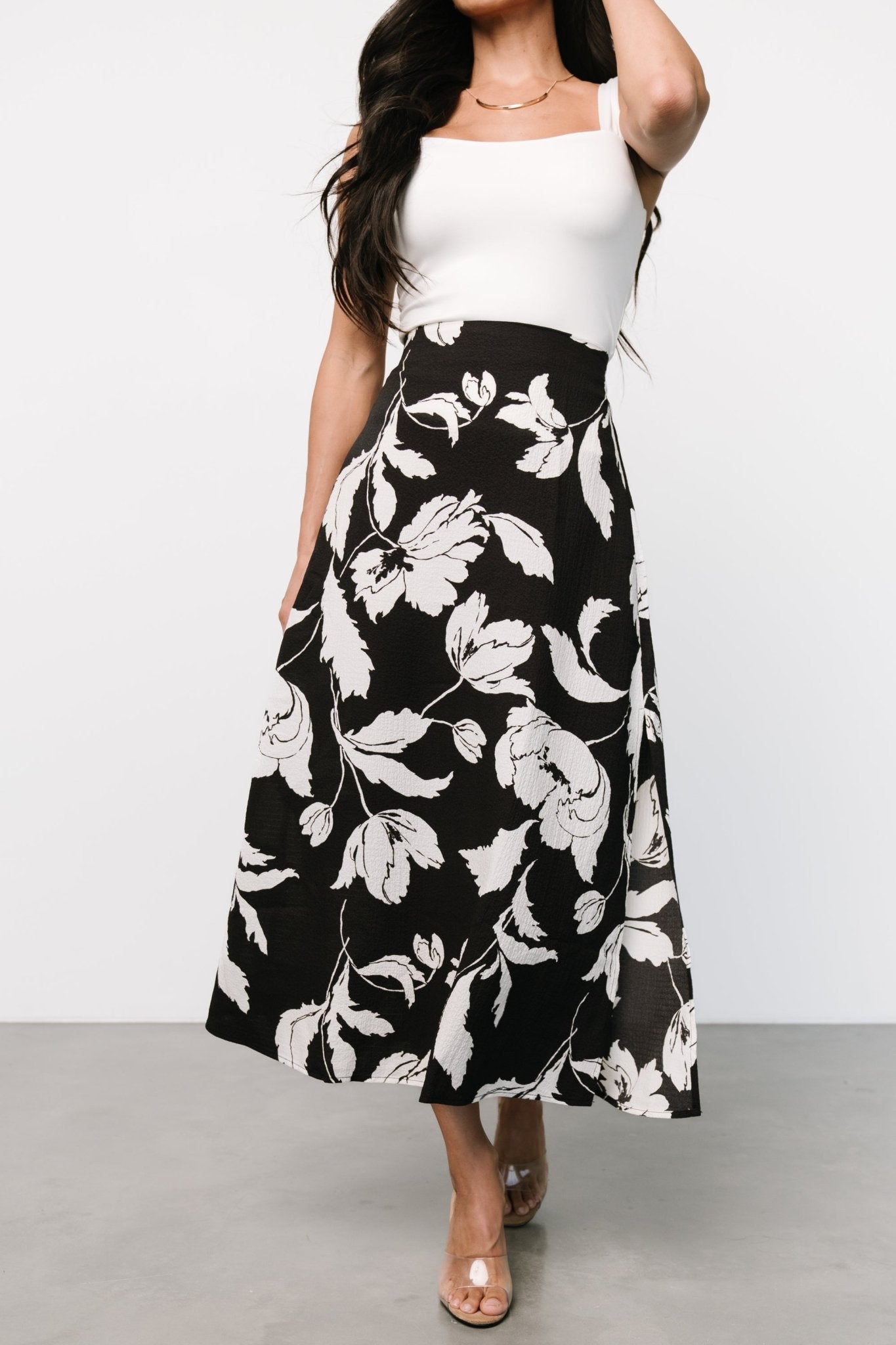 Osaka Midi Skirt | Black + White Floral Outlet Locations Cheap Pice