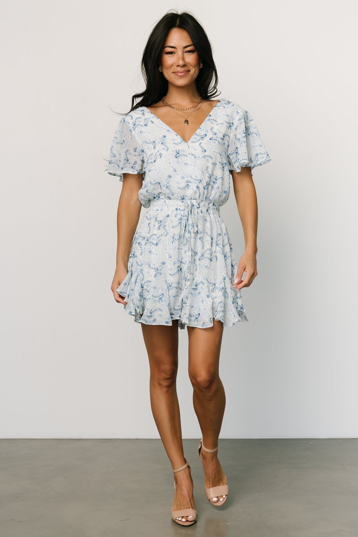 Candy Romper | Off White + Blue Pre Order For Sale