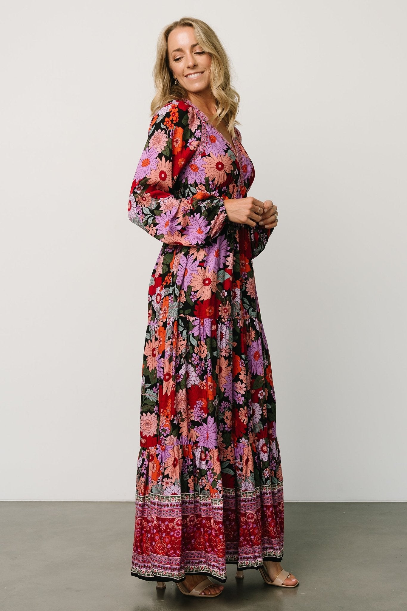 Malena Maxi Dress | Black Multi How Much Cheap Online