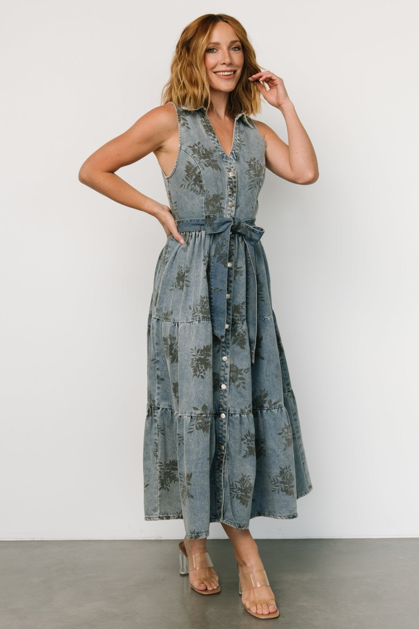 Bernadette Sleeveless Denim Dress | Washed Blue Cheap Sale Best Wholesale