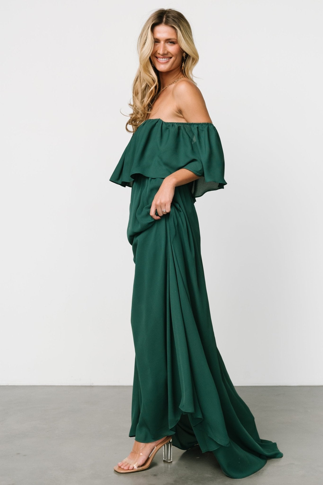 Diana Off Shoulder Maxi Dress | Emerald Footlocker For Sale