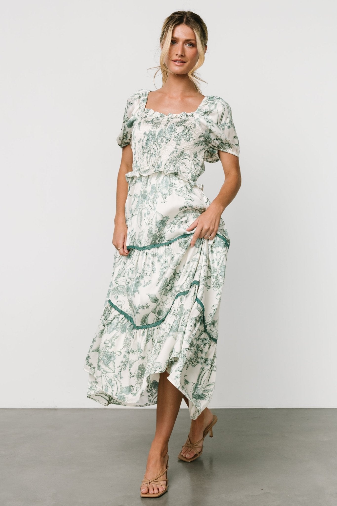 Ruthie Tiered Midi Dress | Green Print Cheap Sale Looking For