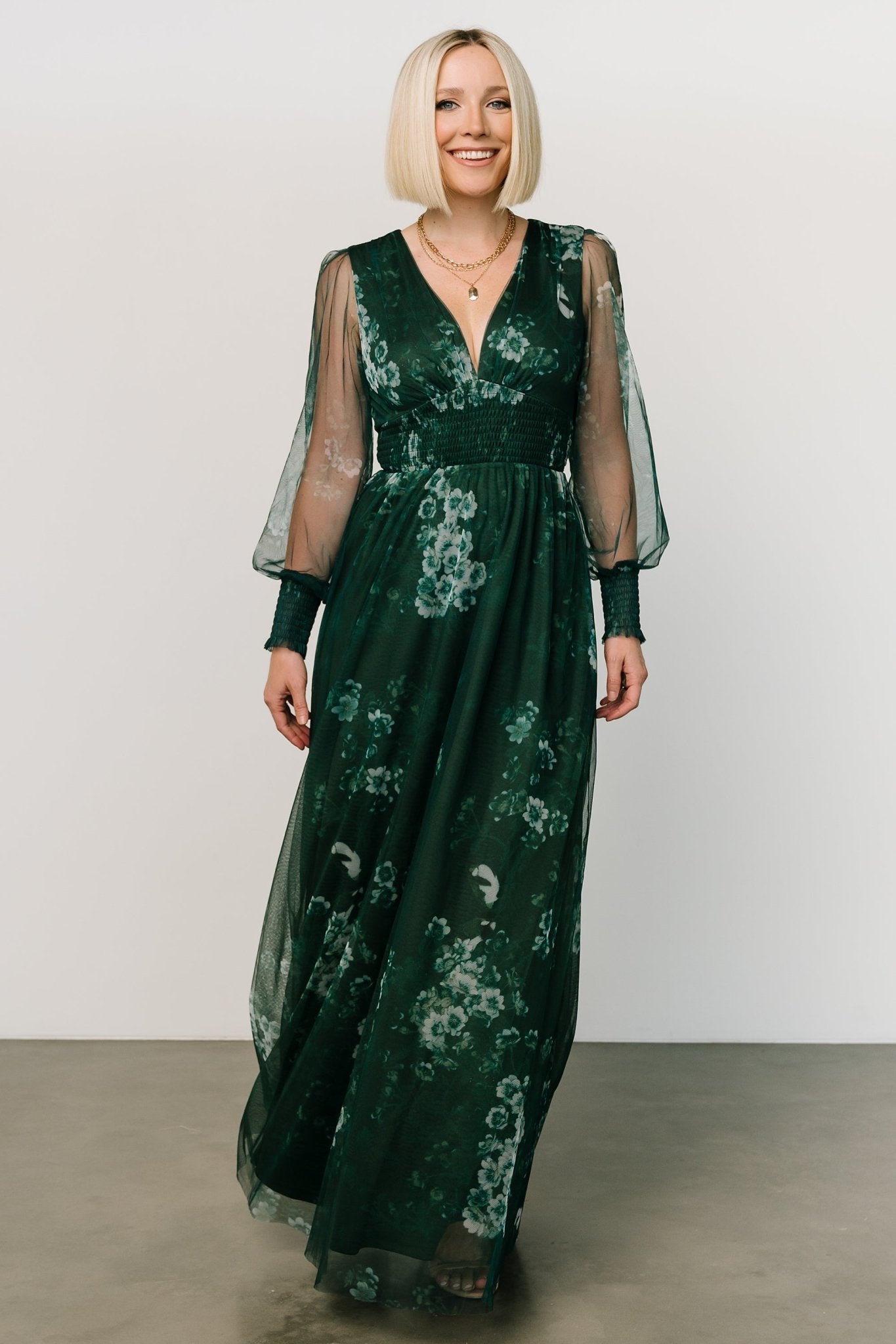 Layla Tulle Maxi Dress | Dark Green Multi Cheap Sale Lowest Pice