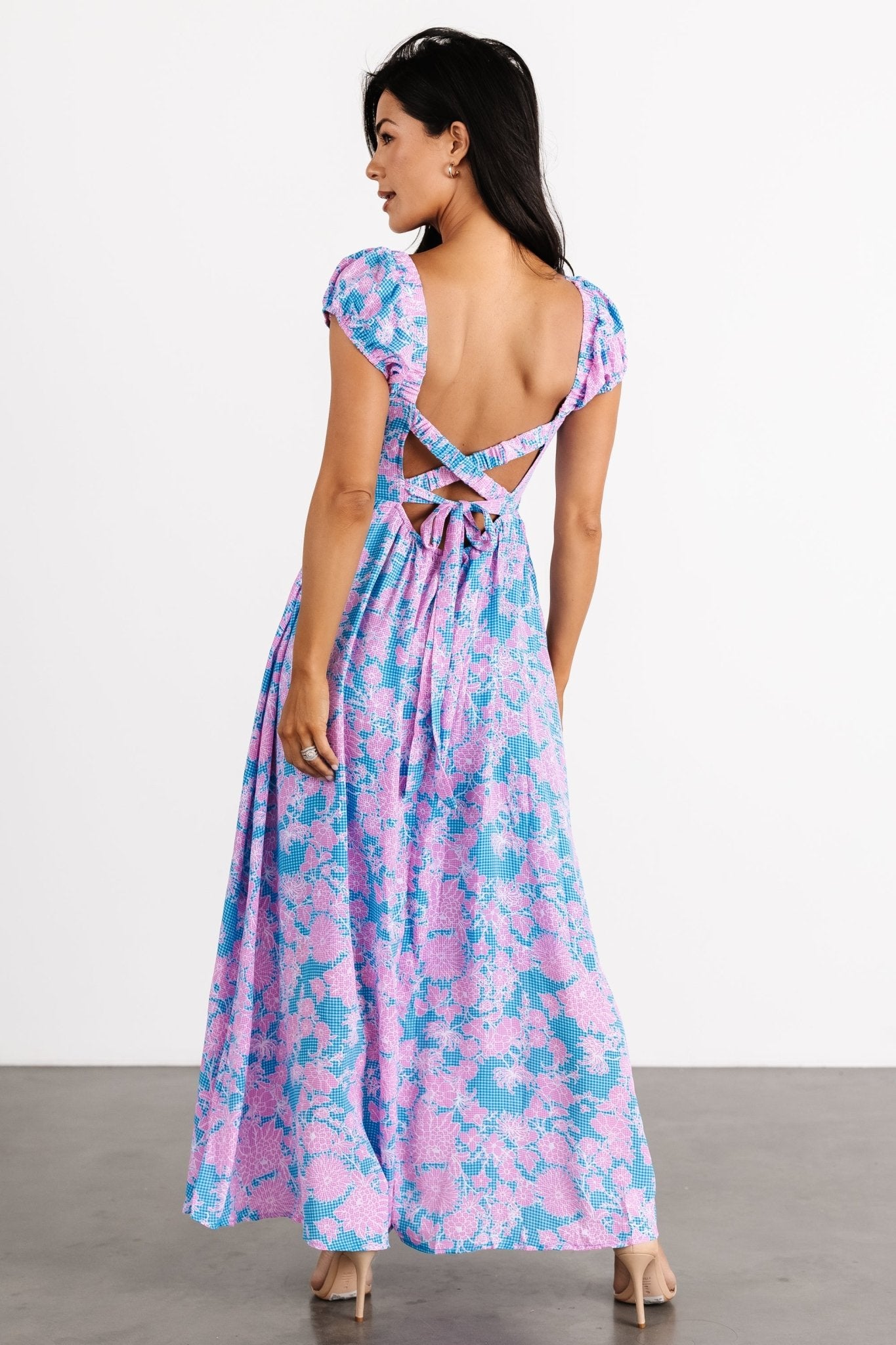 Tabitha Open Back Maxi Dress | Blue + Pink Choice Cheap Pice