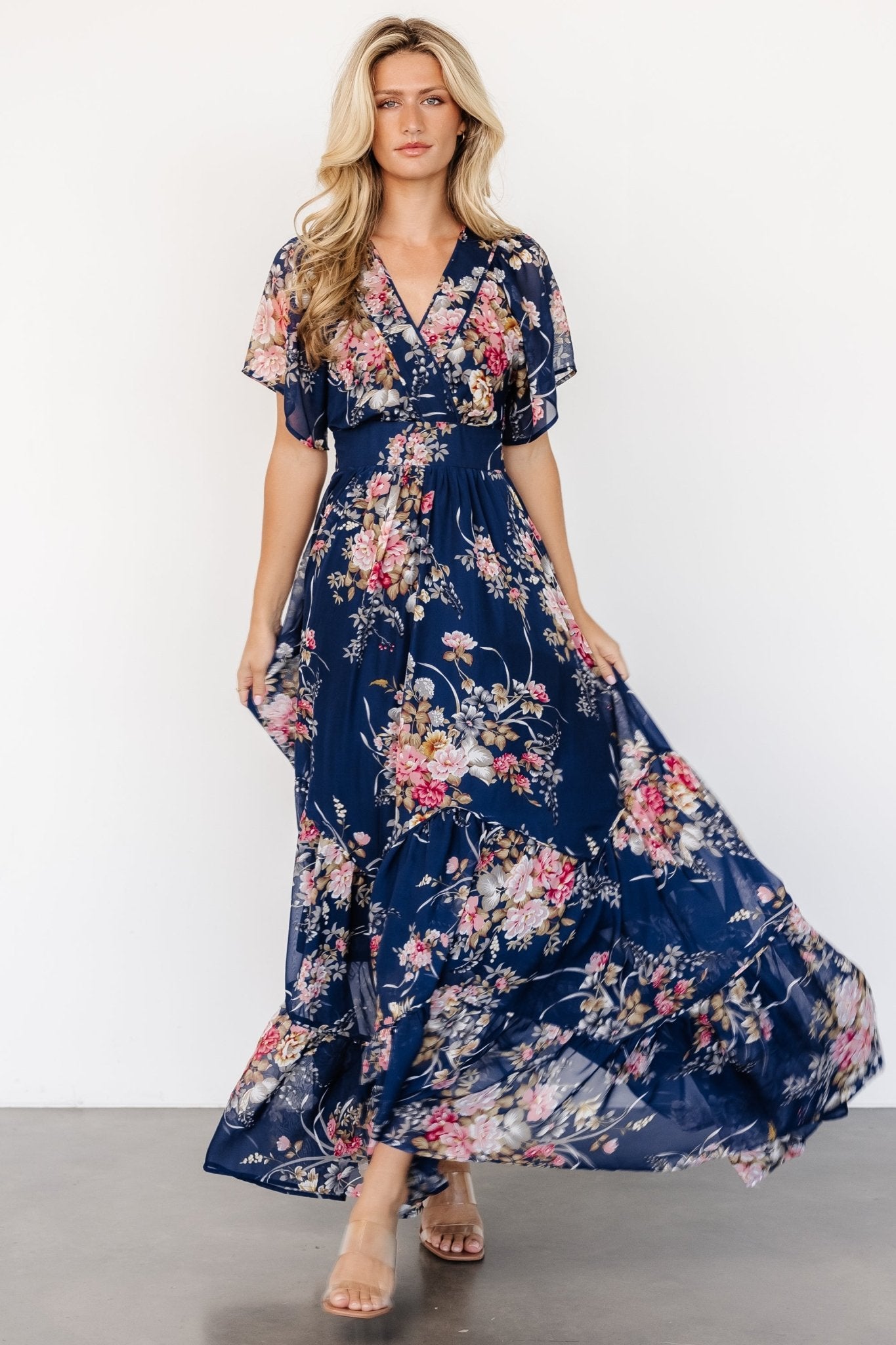 Katherine Maxi Dress | Navy + Pink Floral Cheap Pirce