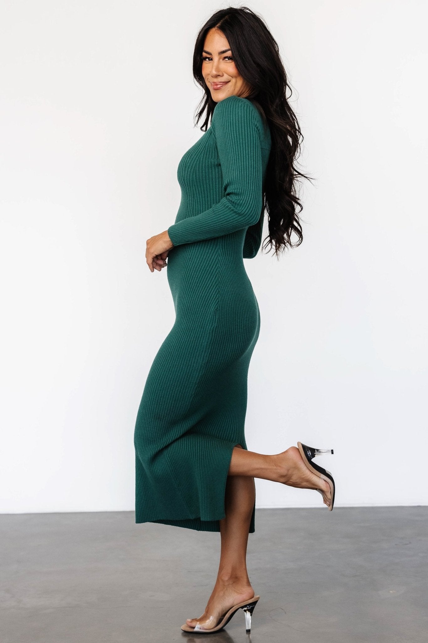 Kendall Ribbed Midi Dress | Green Pictures Cheap Online