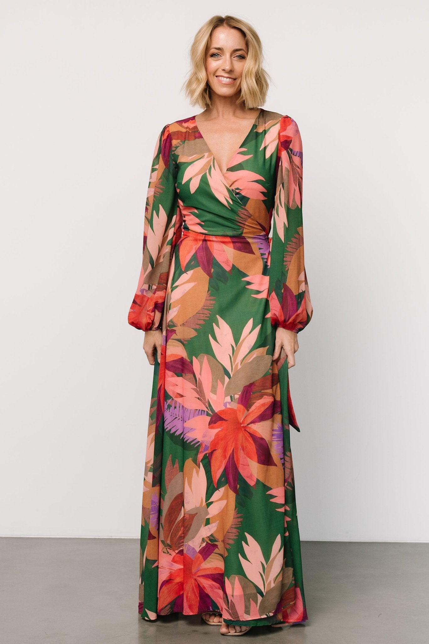 Camilla Wrap Maxi Dress | Green Multi Discount Choice