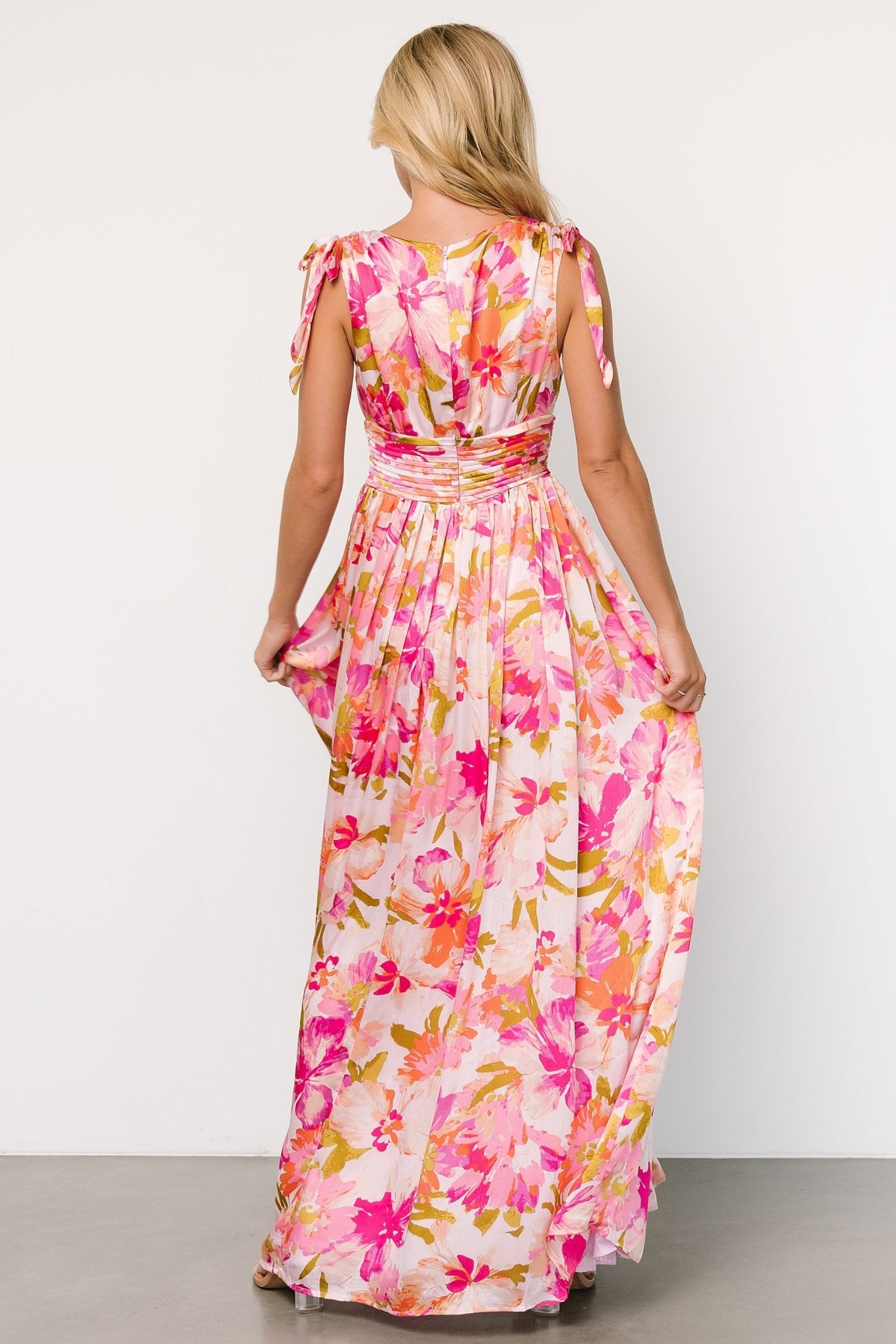 Zoe Tie Maxi Dress | Pink Multi Popular Sale Online