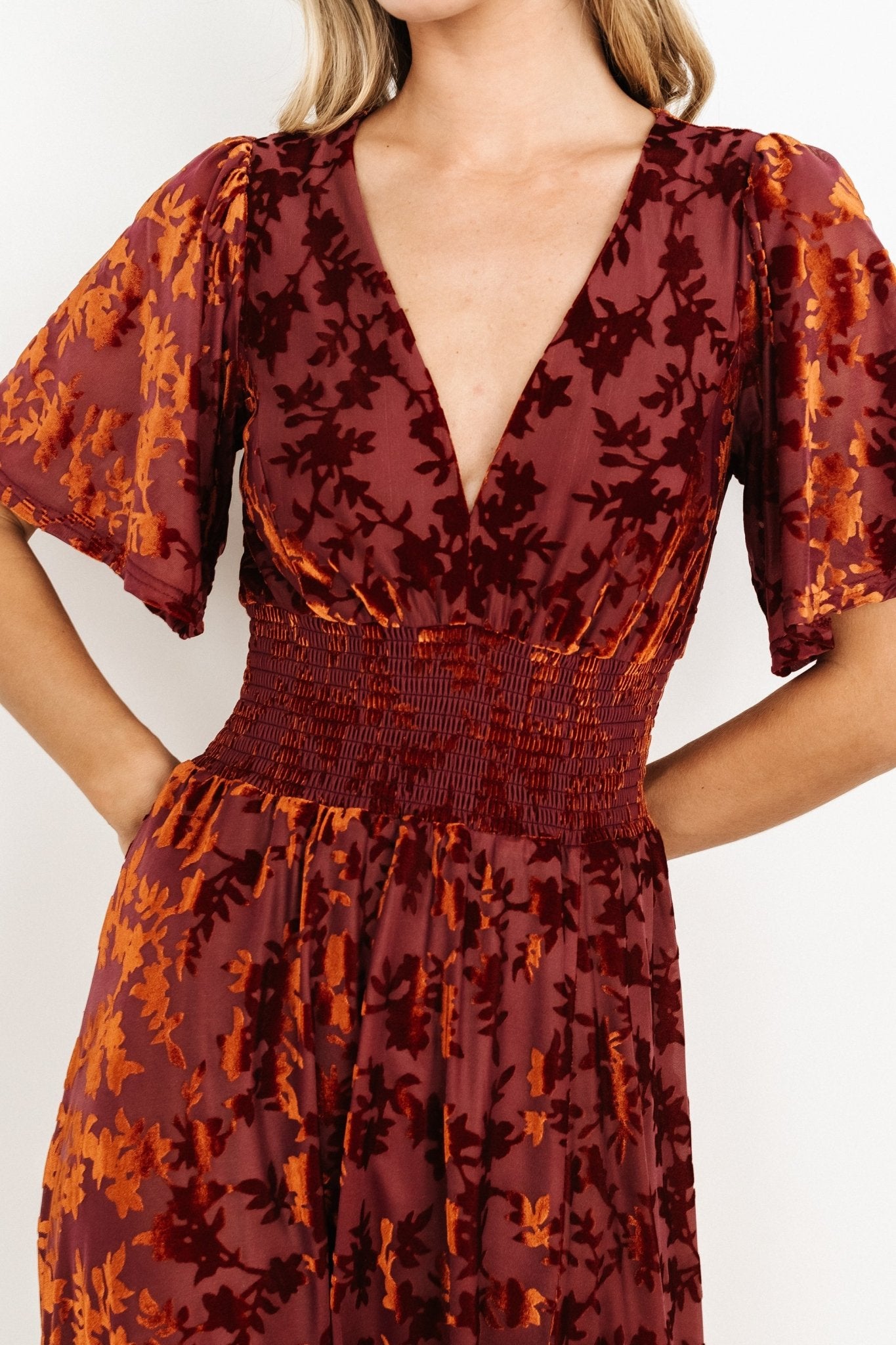 Veronica Velvet Maxi Dress | Rust With Paypal Free Shipping