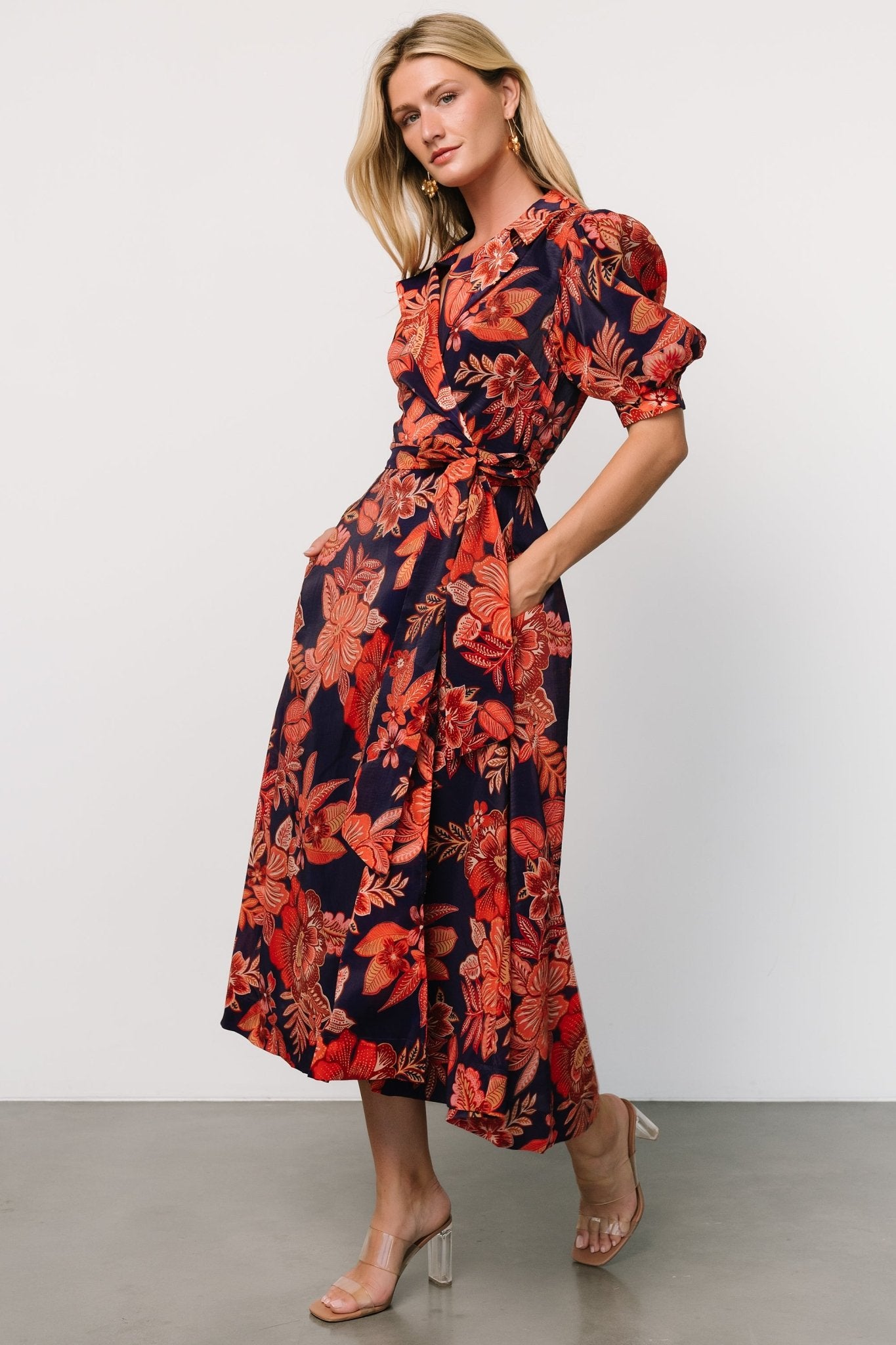 Potenza Wrap Dress | Navy + Rust Clearance Cost