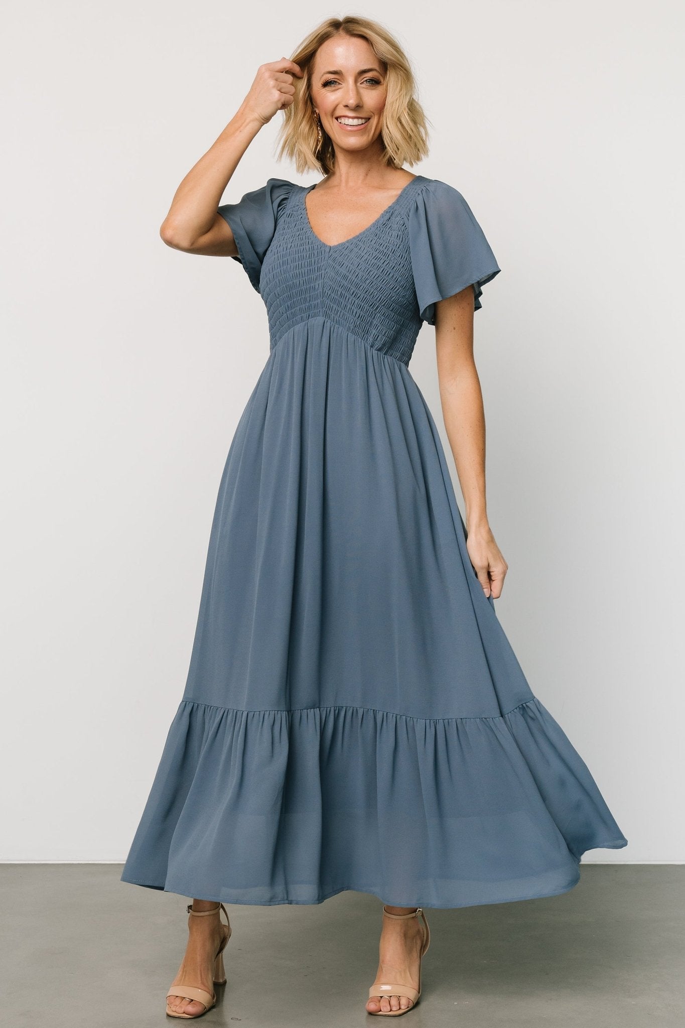 Monica Smocked Dress | Whisper Blue Free Shipping The Cheapest