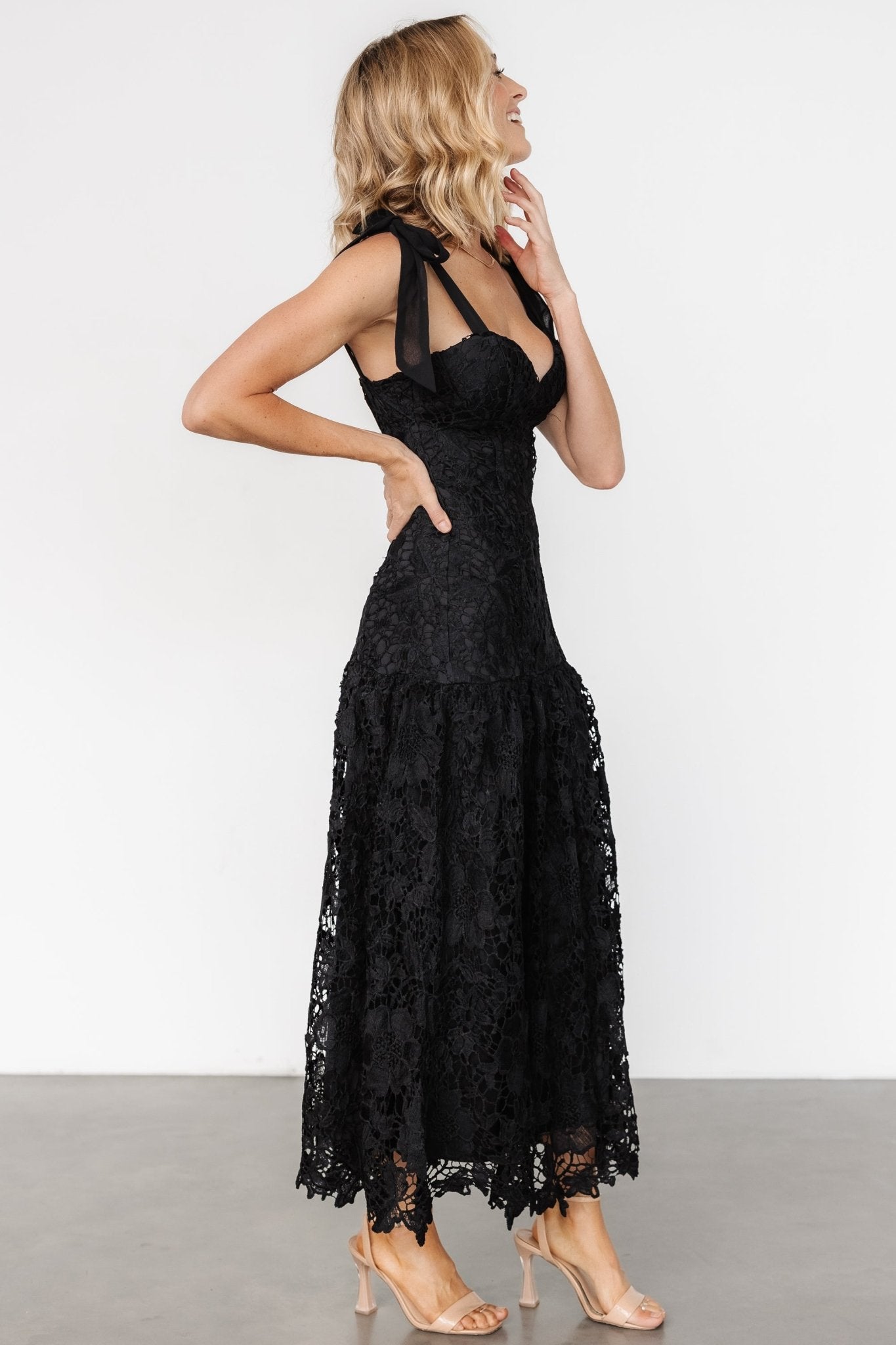 Monte Carlo Lace Midi Dress | Black Stockist Online