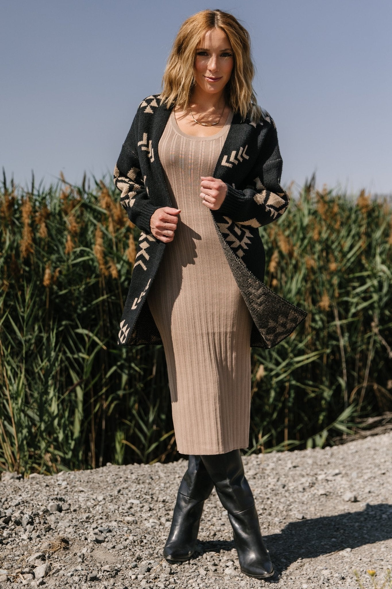 Hays Oversized Cardigan | Black + Tan Outlet Big Discount