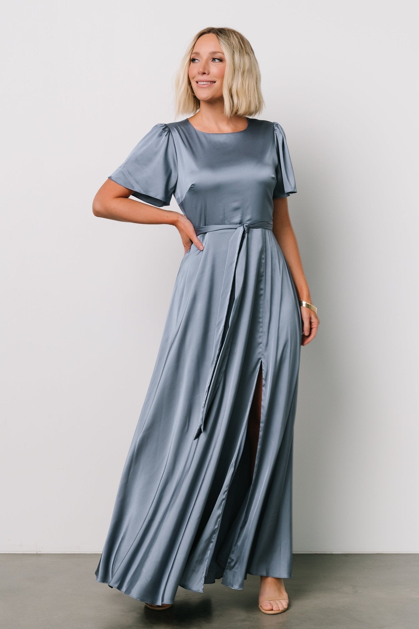 Agnes Satin Maxi Dress | Whisper Blue Sale Explore