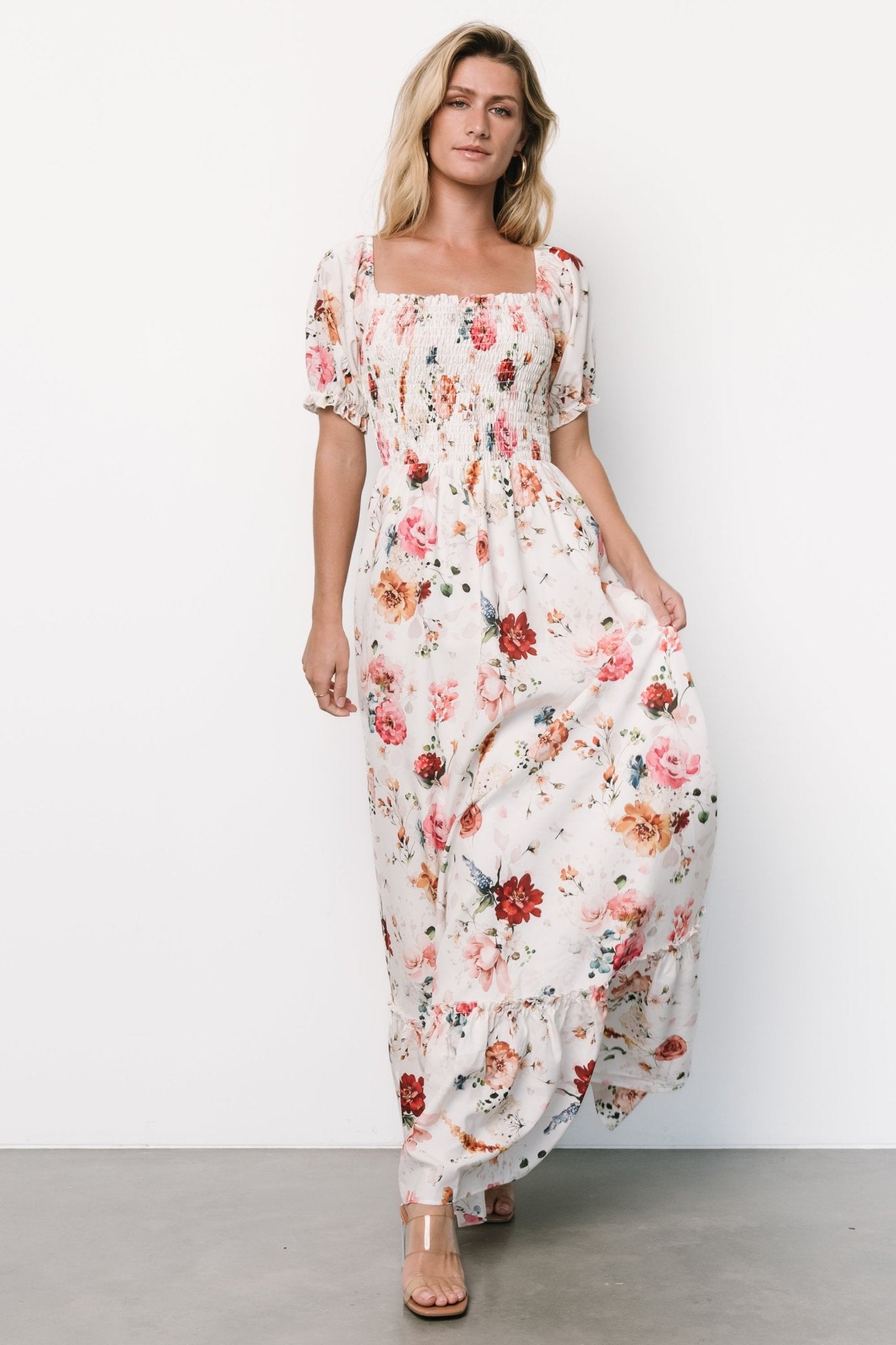 Capri Smocked Maxi Dress | Multi Floral Cheap Sale Comfortable