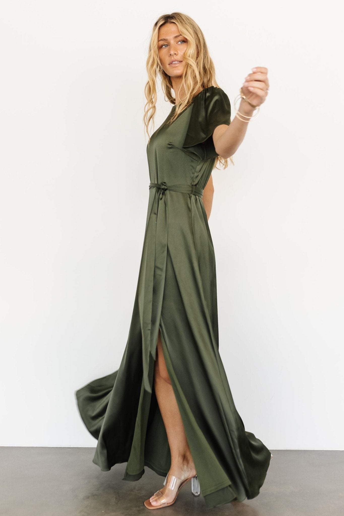 Agnes Satin Maxi Dress | Juniper Green Best Wholesale