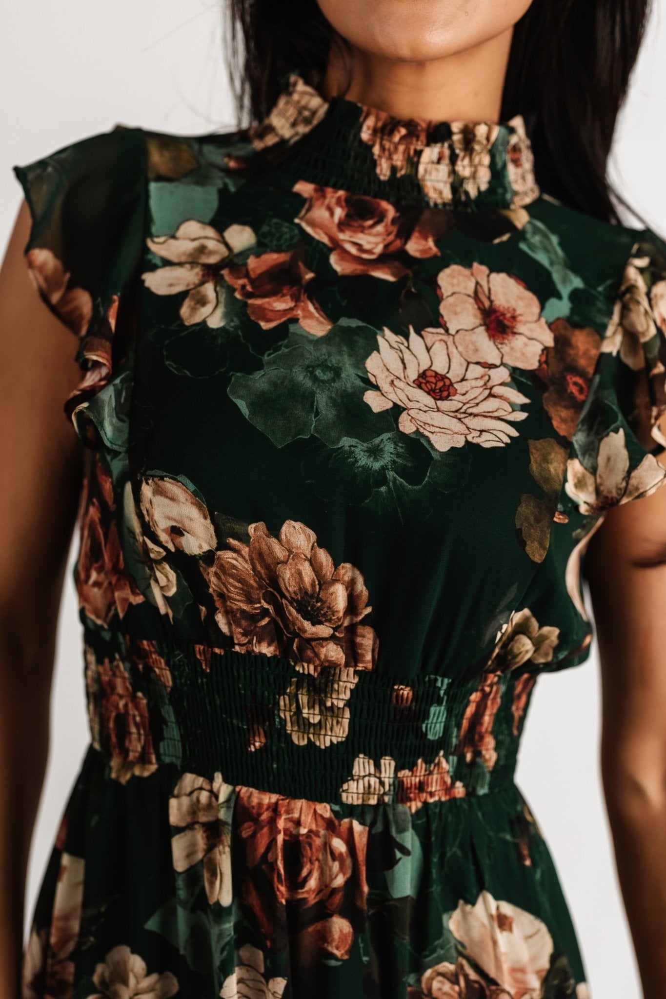 Kearny Ruffle Maxi Dress | Dark Green Floral Discount Order