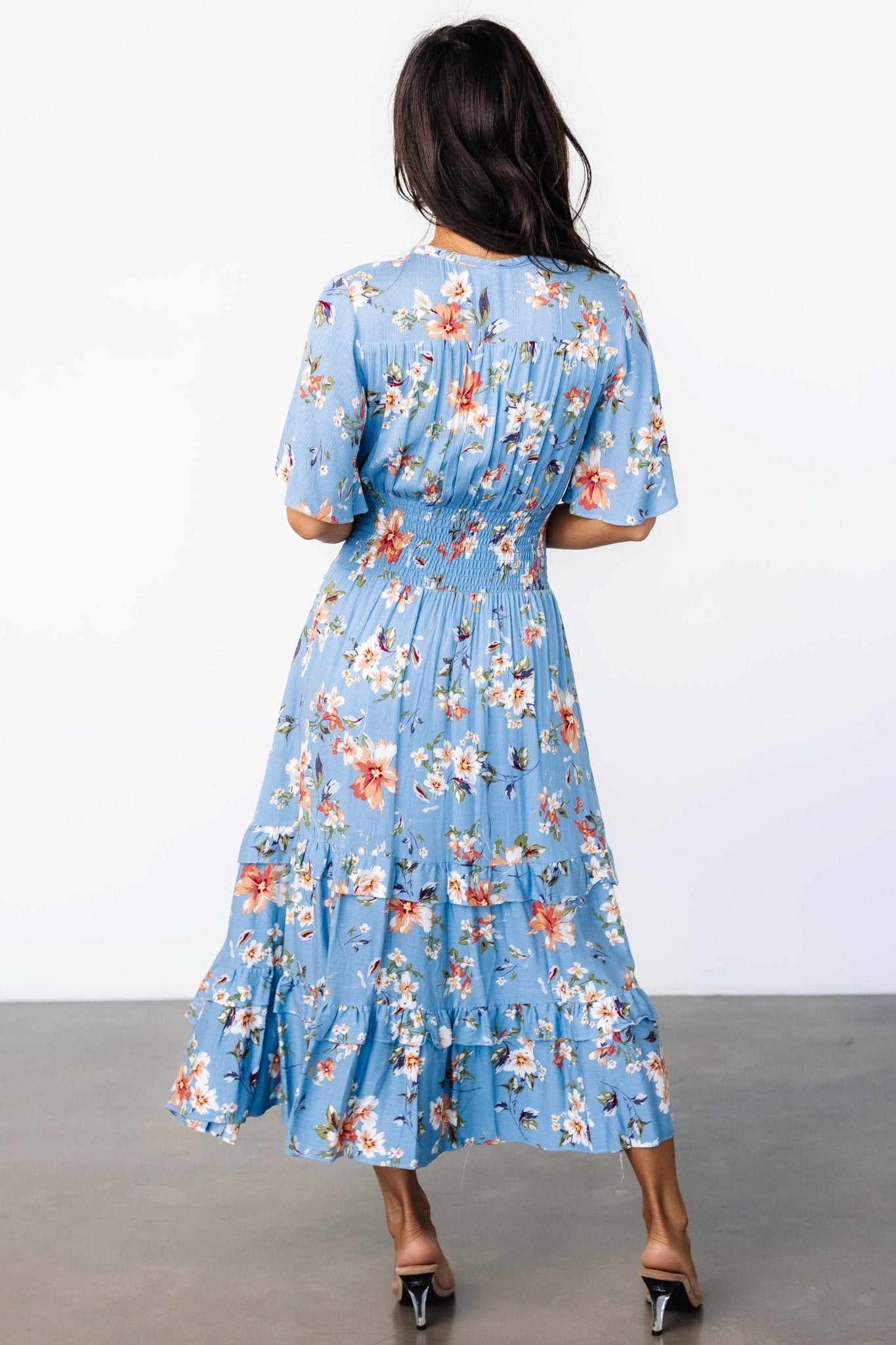 Spell Boho Midi Dress | Blue + Peach Floral Pictures Cheap Online