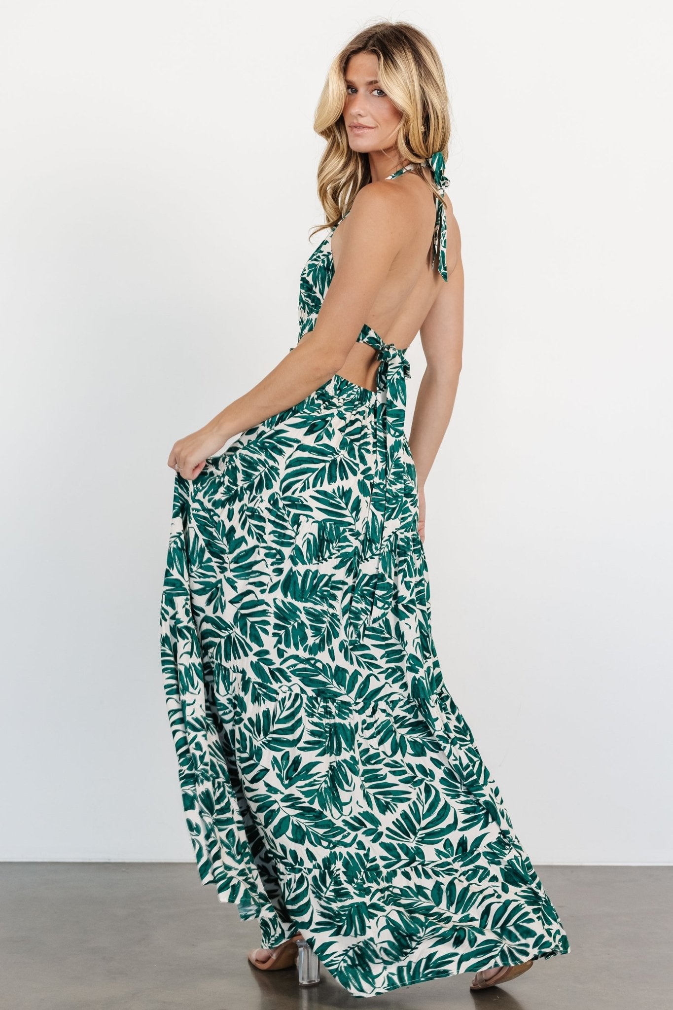 Brett Halter Maxi Dress | Palm Green Print Amazon Cheap Online