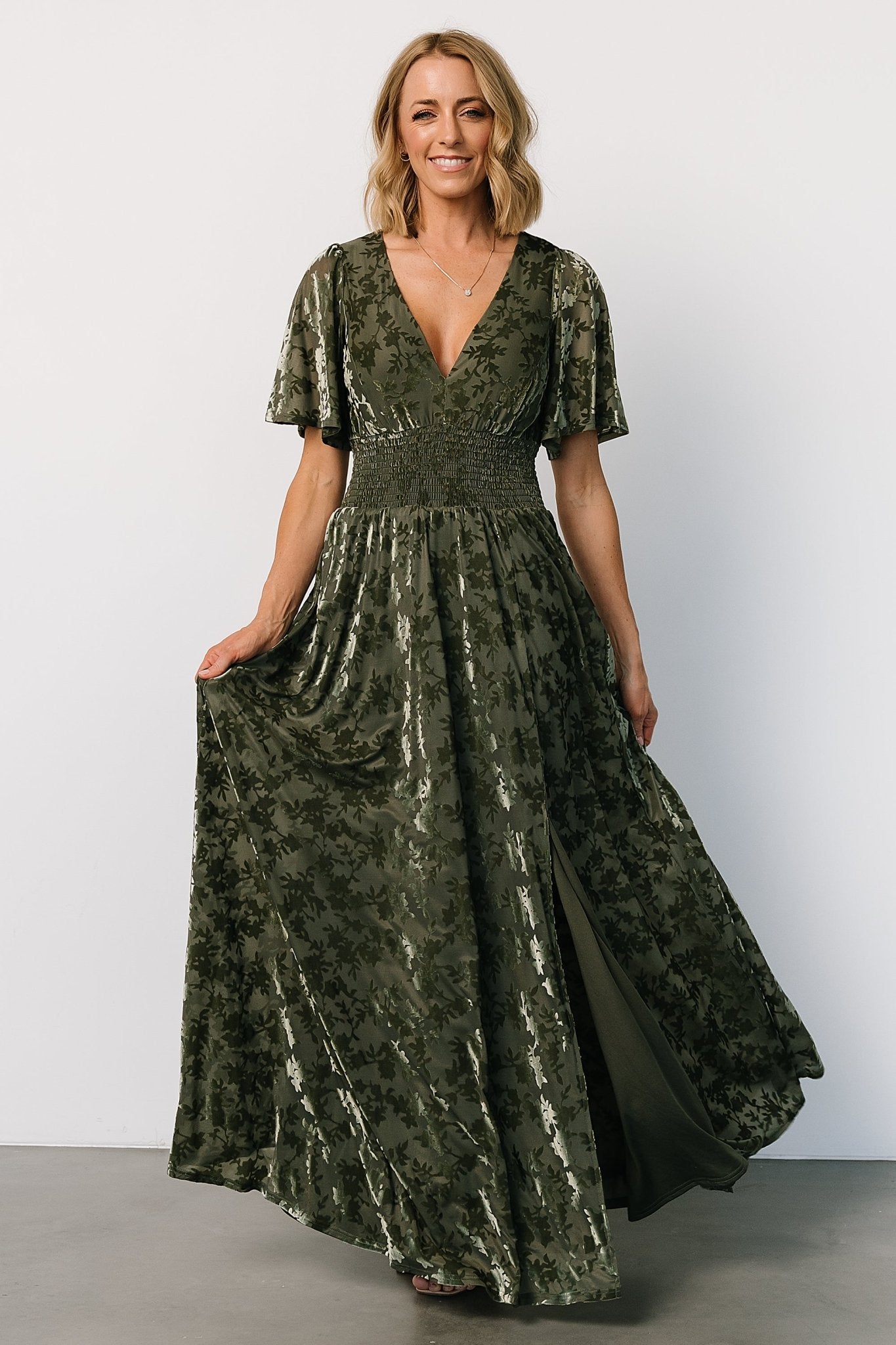 Veronica Velvet Maxi Dress | Dark Sage Clearance Official Site