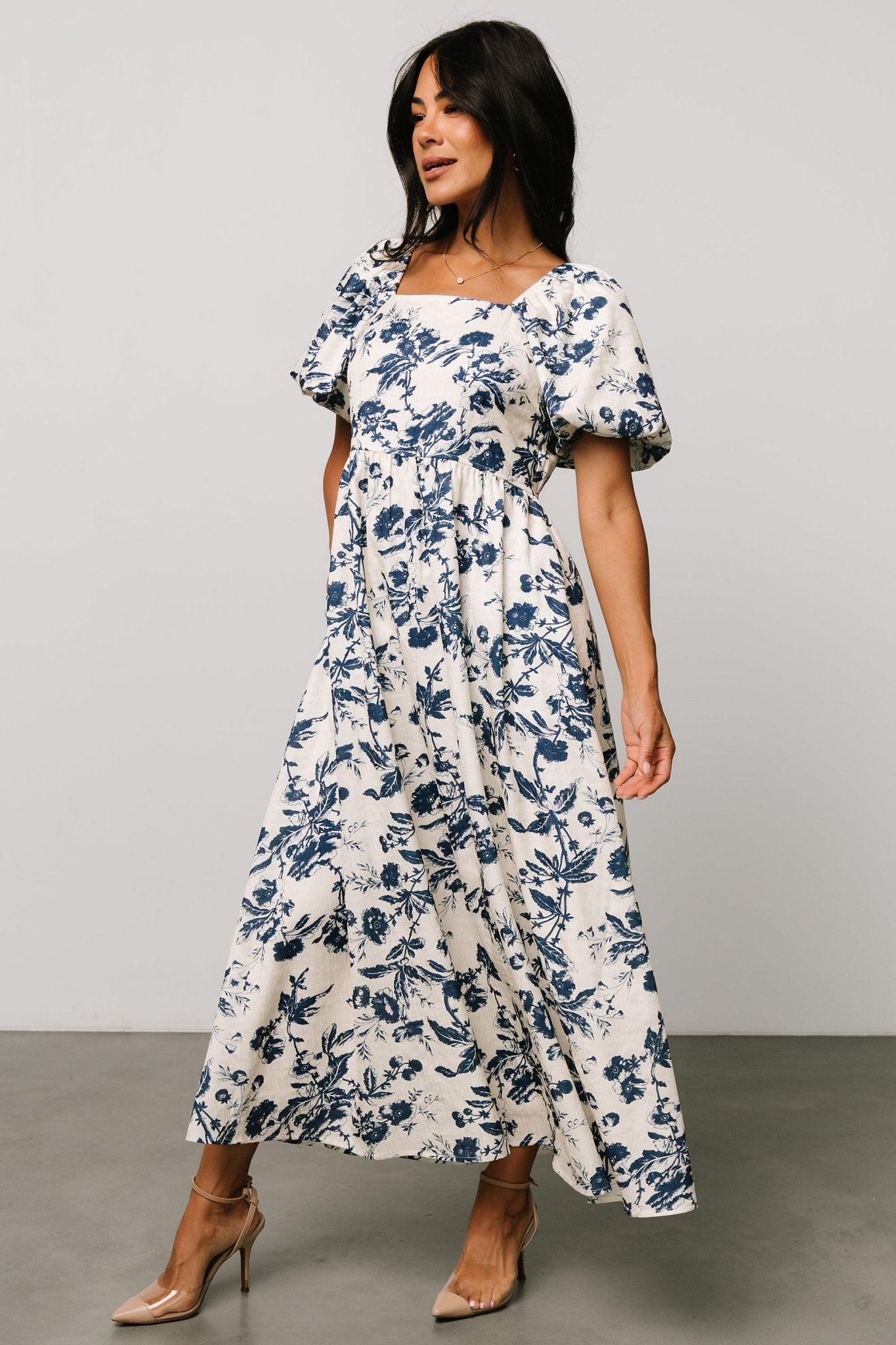 Graceland Maxi Dress | Cream + Navy Floral How Much Online