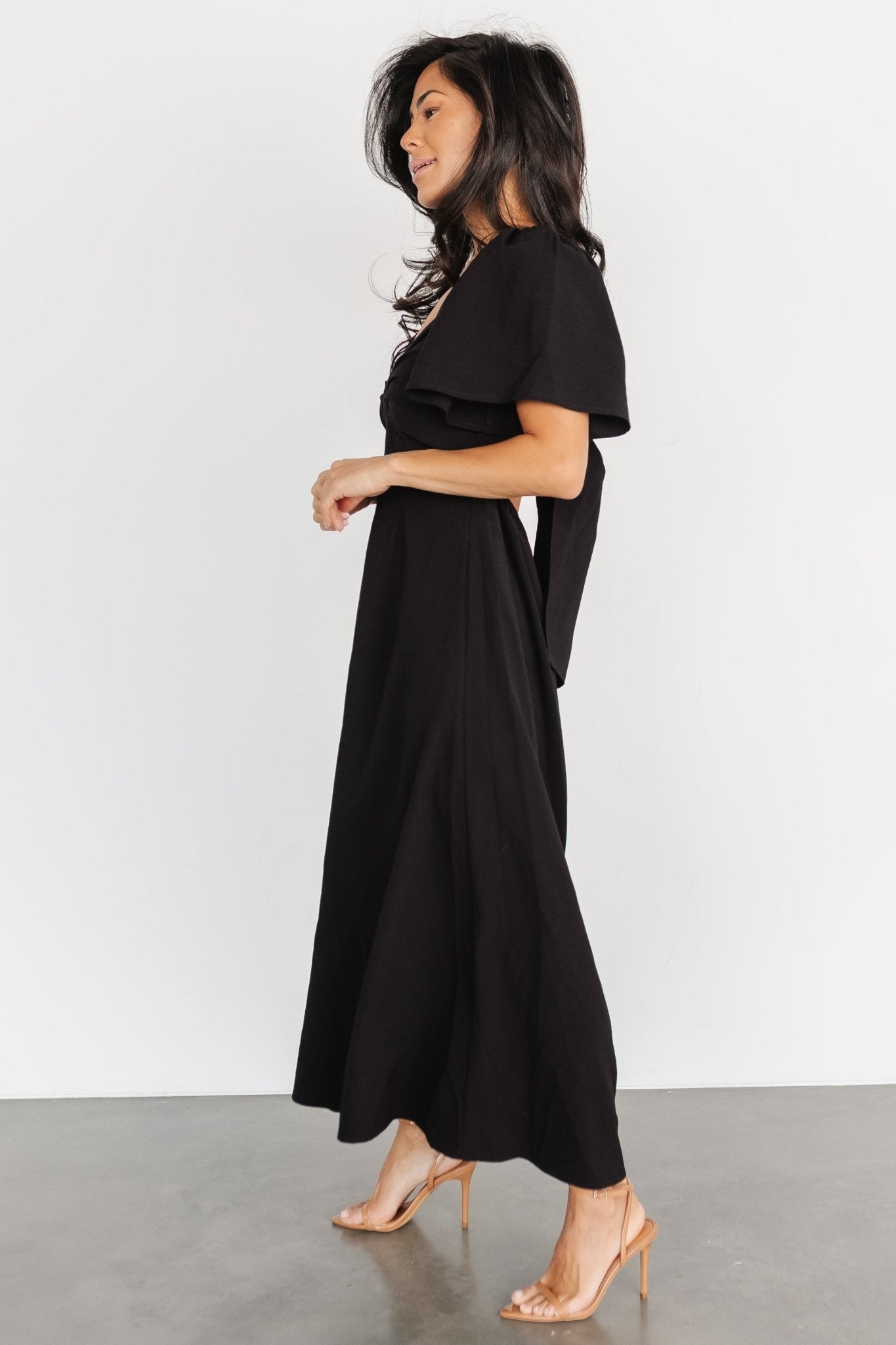 Indie Back Tie Dress | Black Discount Manchester