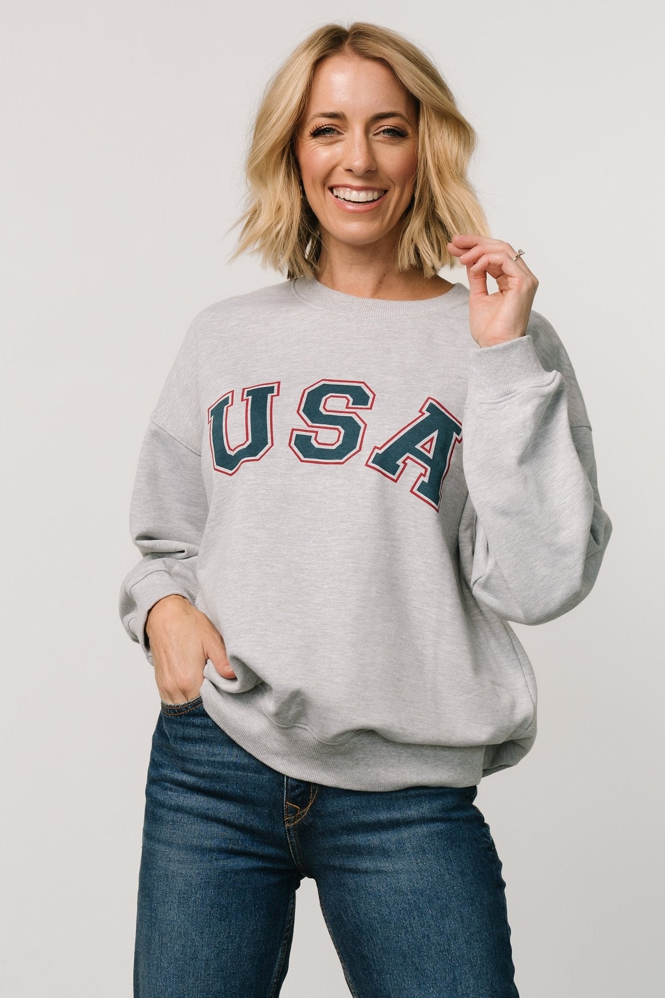 USA Oversized Sweatshirt | Heather Gray Sale Classic