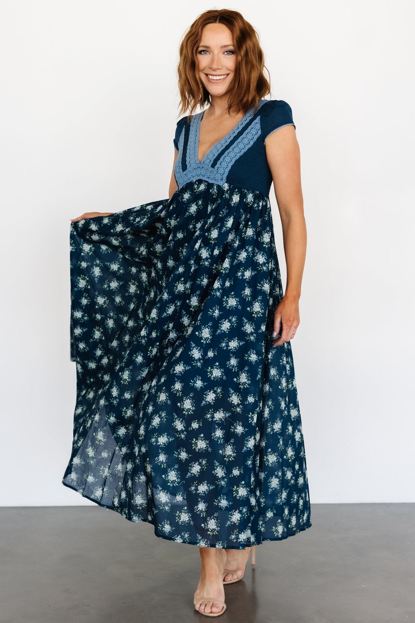 Lucille Maxi Dress | Dark Blue Floral Buy Cheap For Cheap