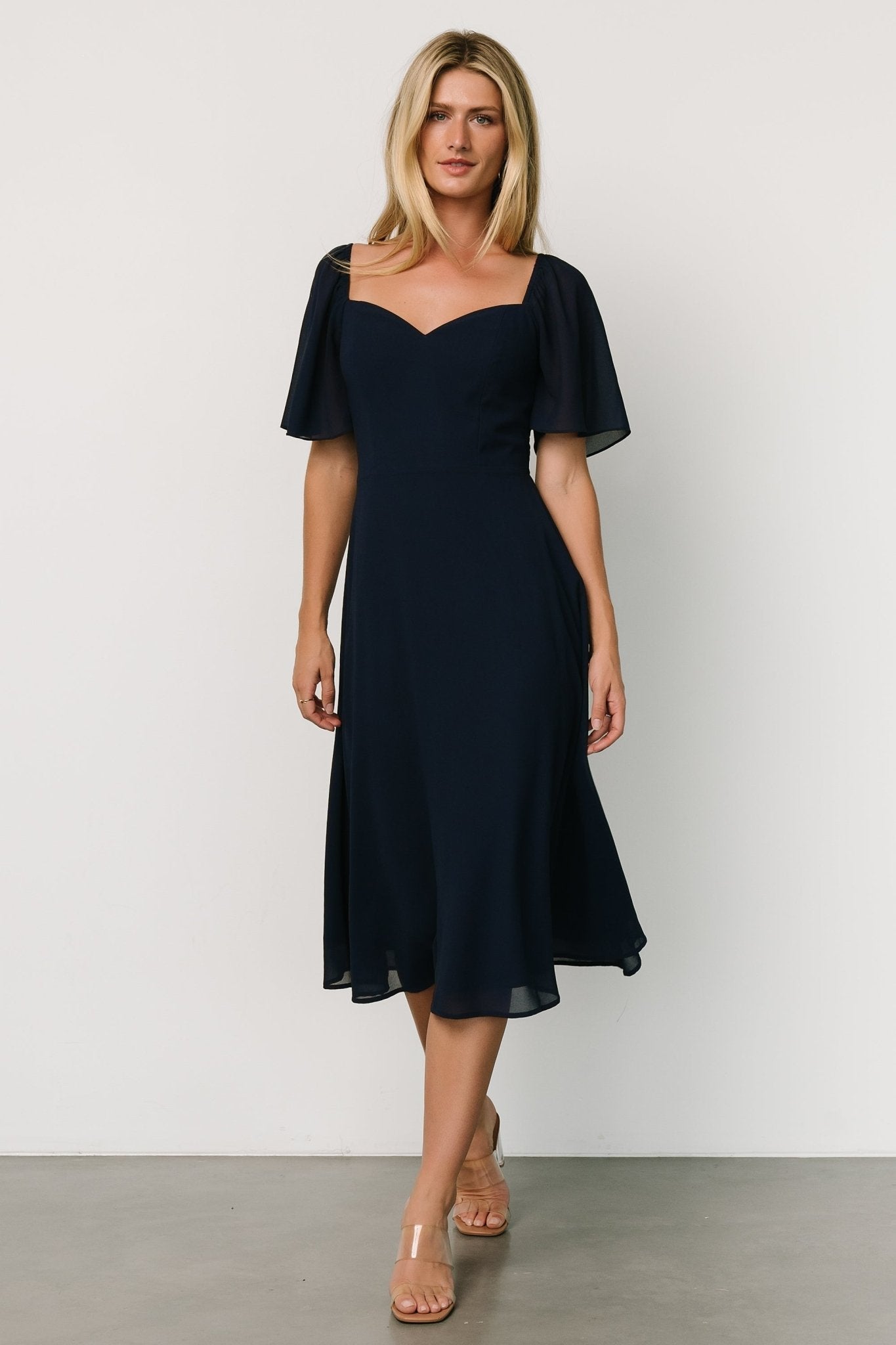 Colette Sweetheart Midi Dress | Navy Best Wholesale For Sale