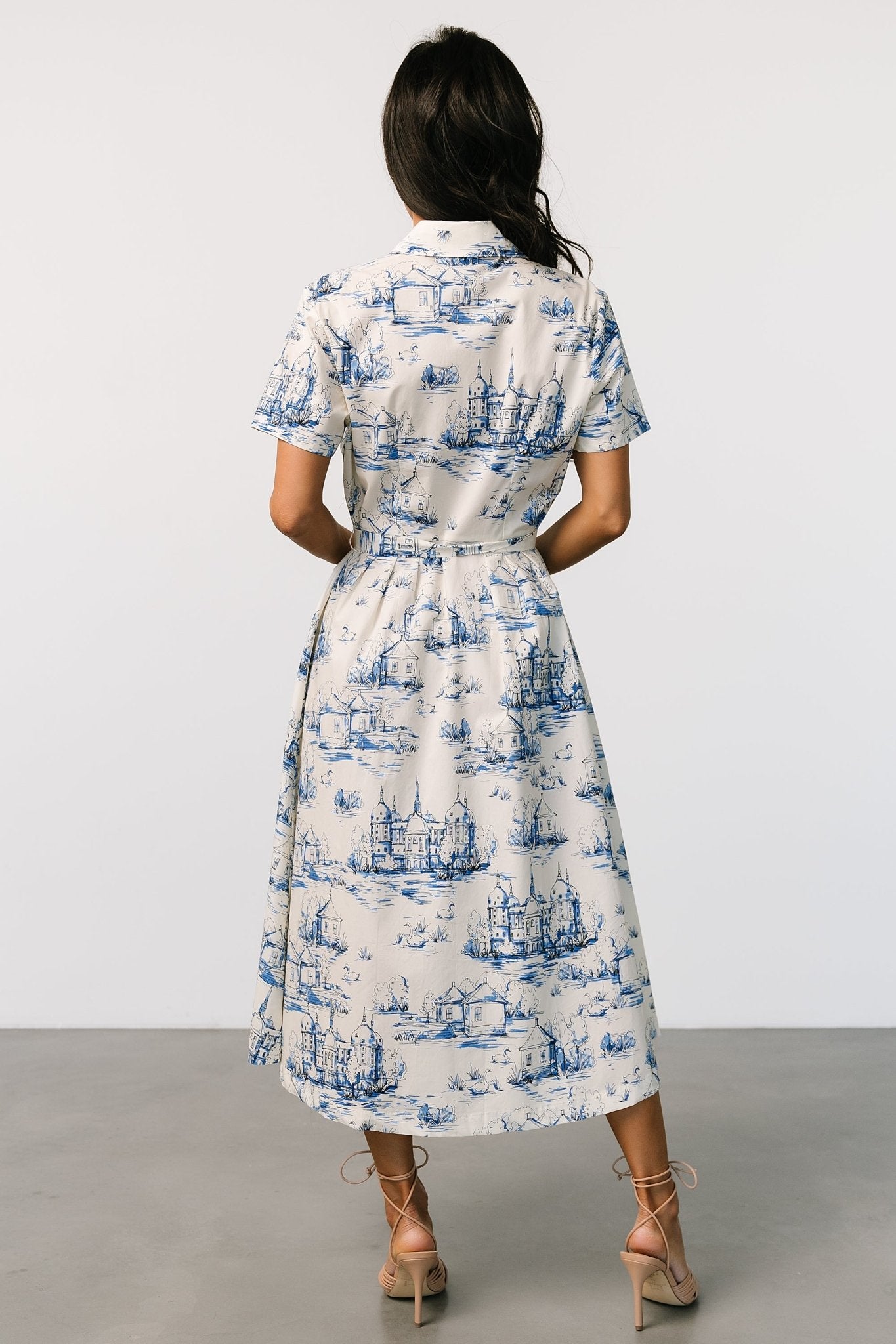 Layne Midi Dress | Cream + Blue Cheap Sale Professional