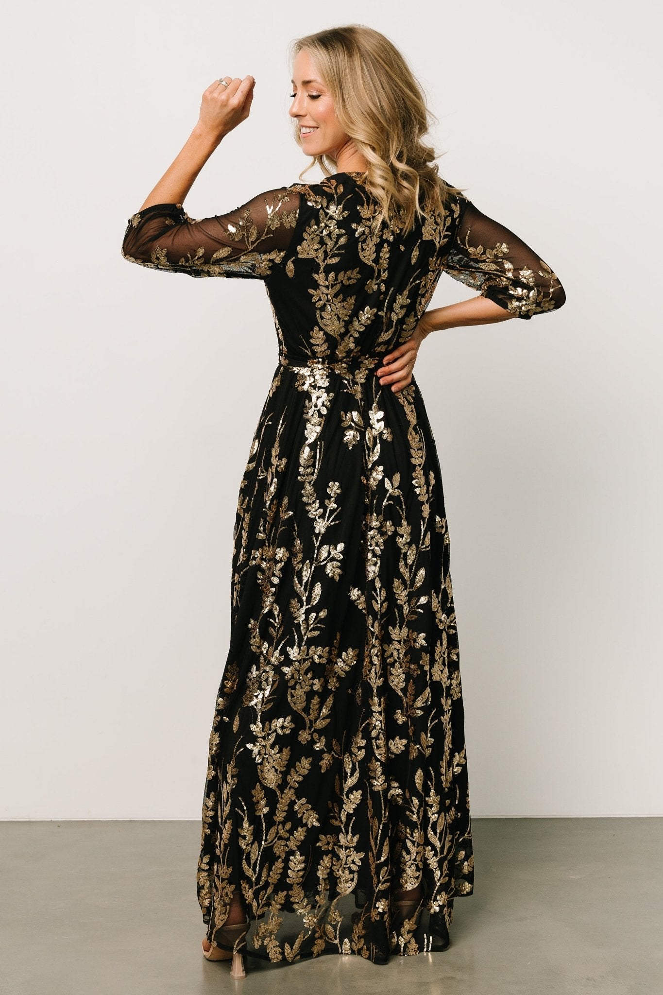 Destiny Sequin Maxi Dress | Black + Gold Best Wholesale Online