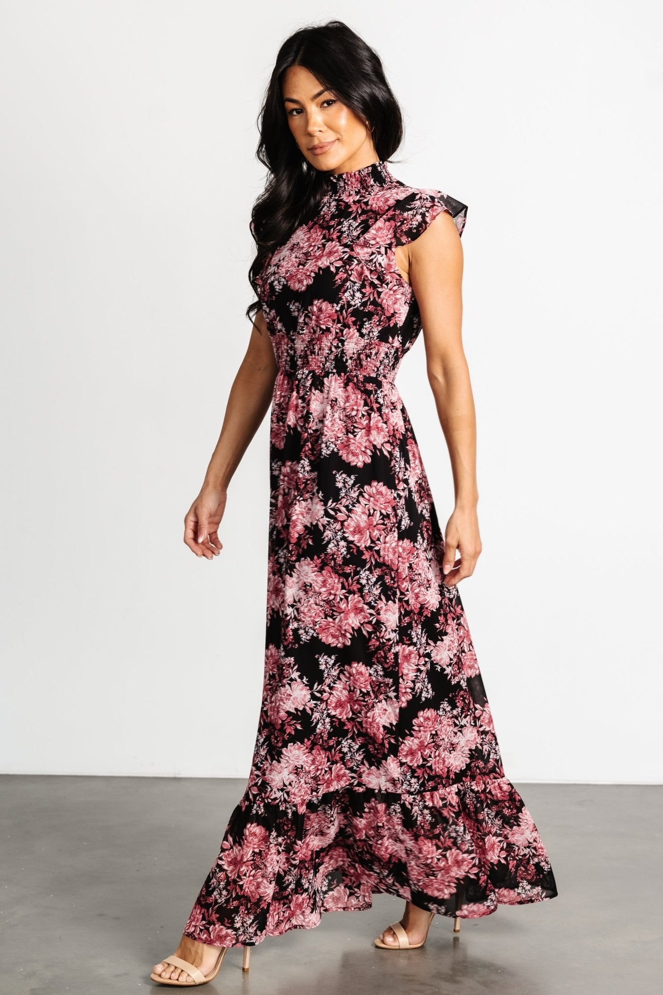 Kearny Ruffle Maxi Dress | Black + Mauve Free Shipping Finishline