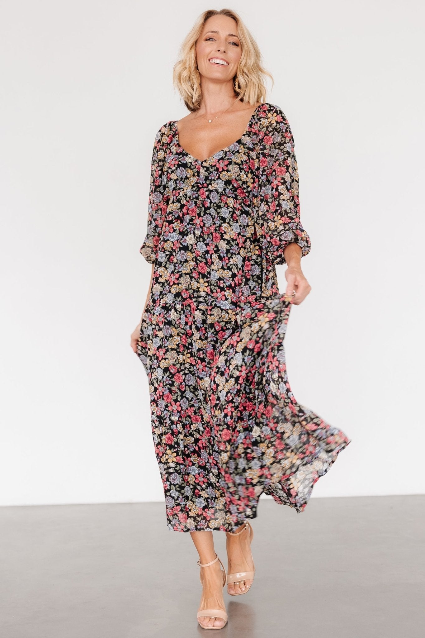 Nevaeh Bubble Sleeve Dress | Multi Floral Sale Pre Order