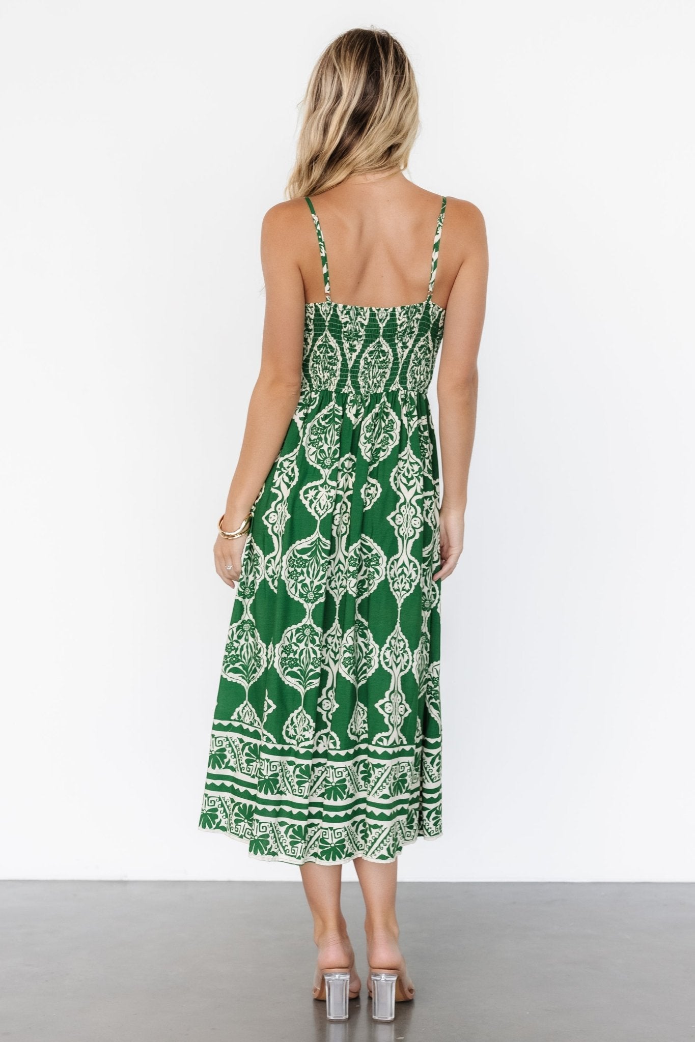 Delia Midi Dress | Green Print Cheap Sale Marketable