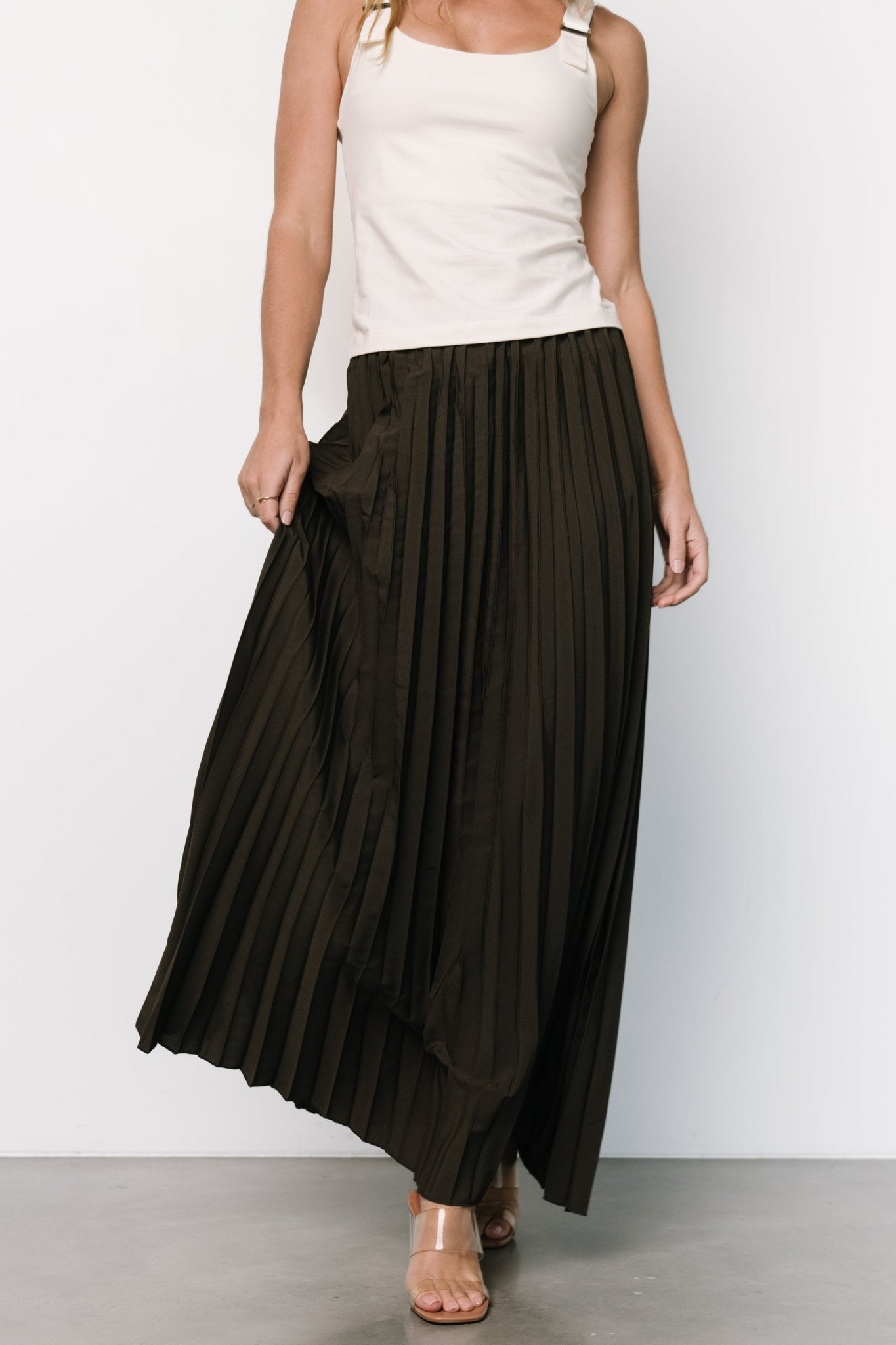 Vinny Pleated Maxi Skirt | Charcoal Clearance Perfect