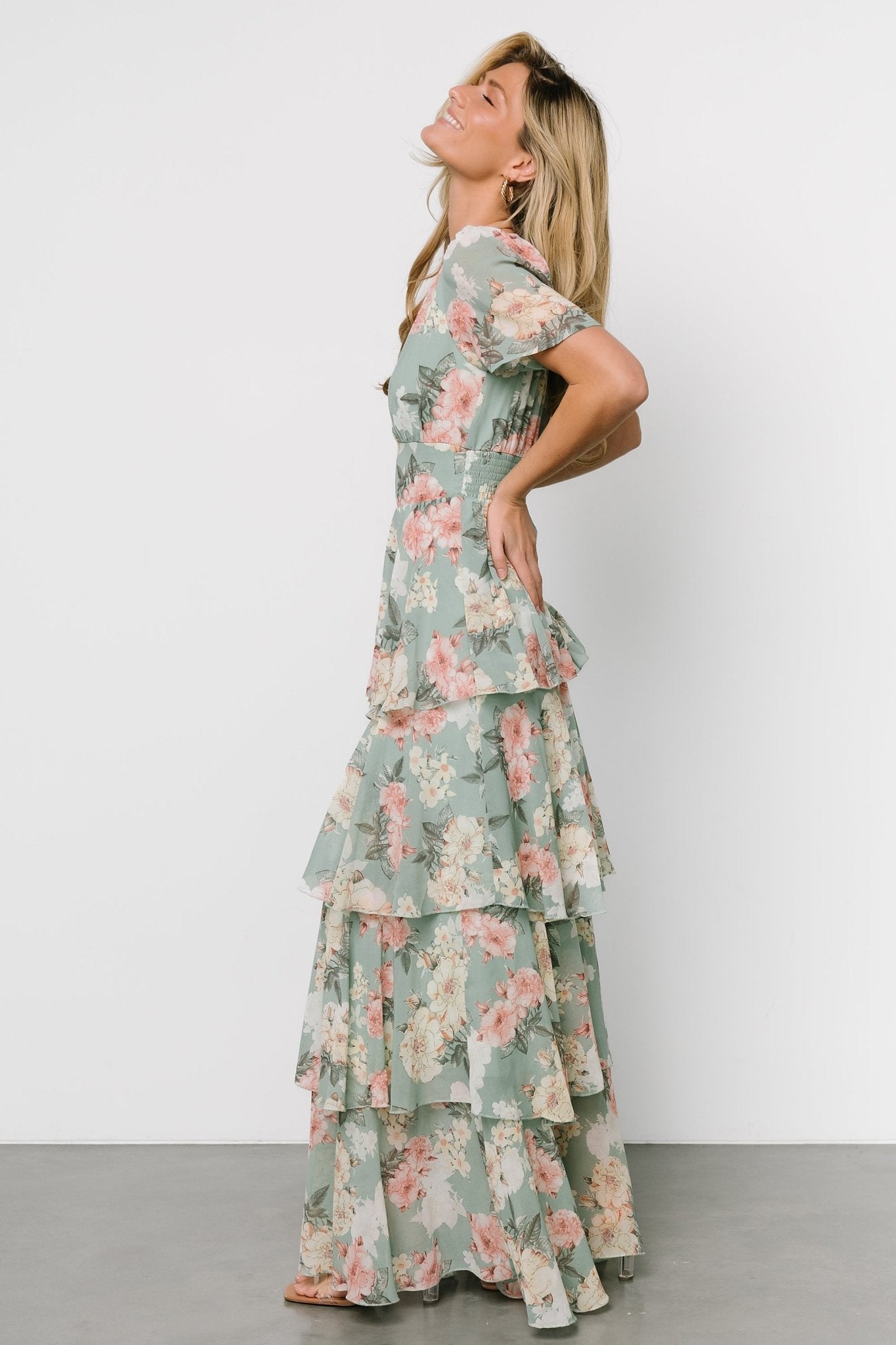 Montaigne Ruffle Maxi Dress | Sage Floral Discount Latest Collections