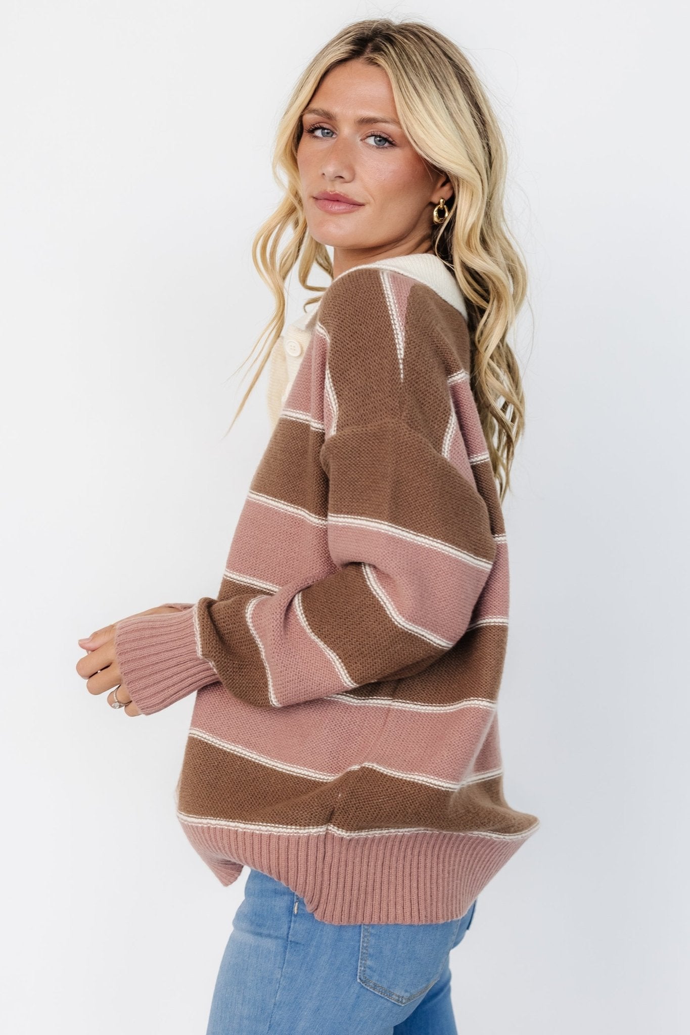 Priya Striped Sweater | Mauve + Mocha Cheap Websites