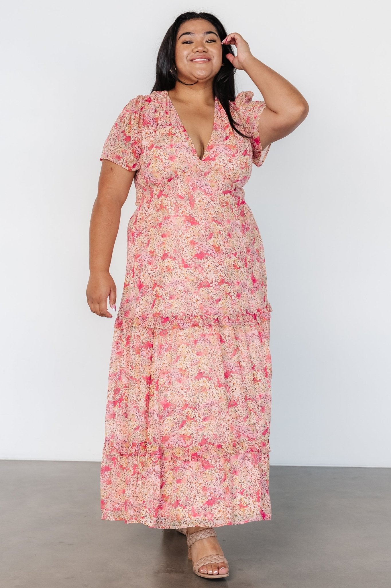 Audrey Deep V Maxi Dress | Blush Floral Cheap Sale With Mastercard