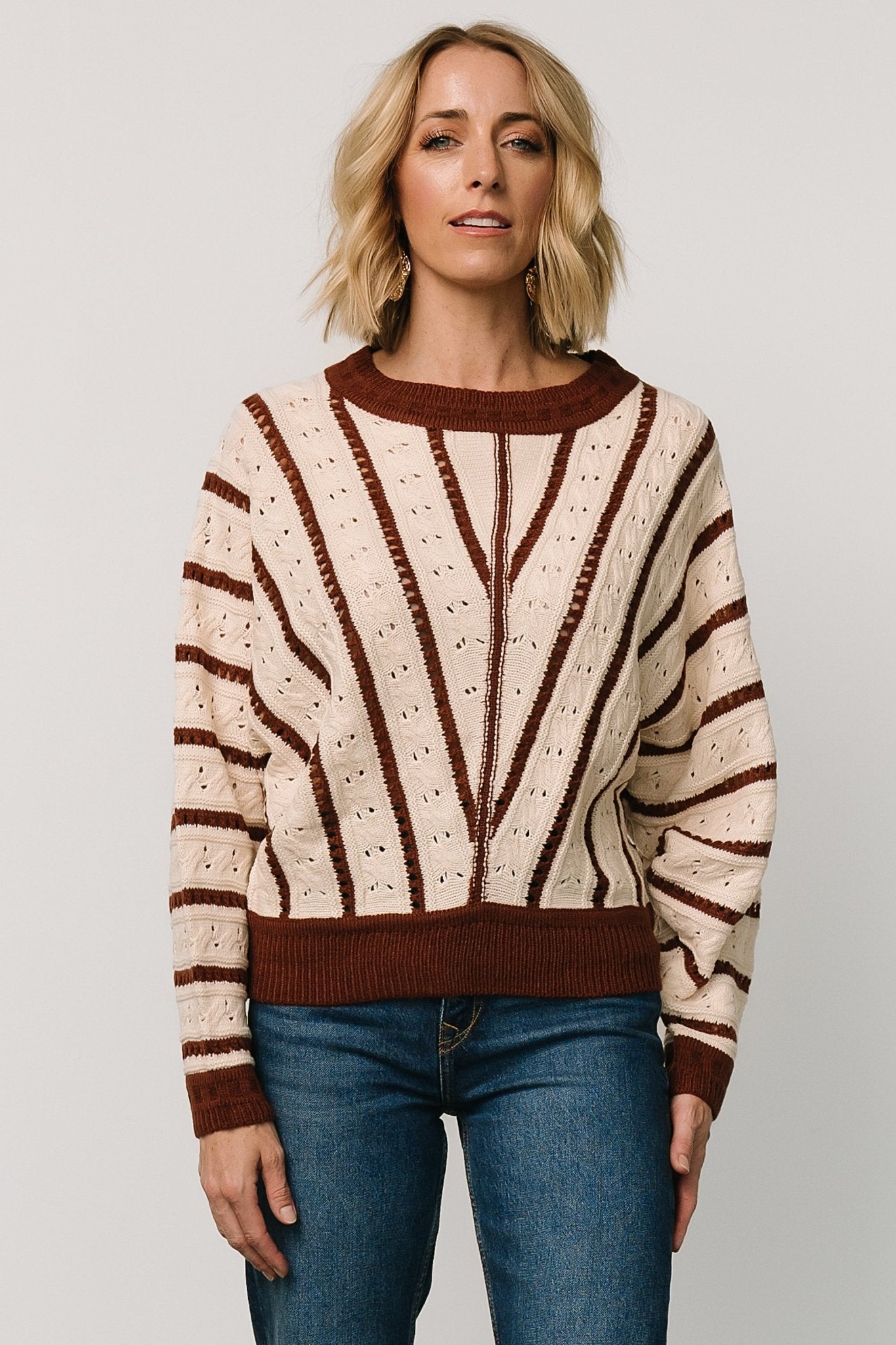 Paola Pointelle Sweater | Cream + Copper Wholesale Pice For Sale