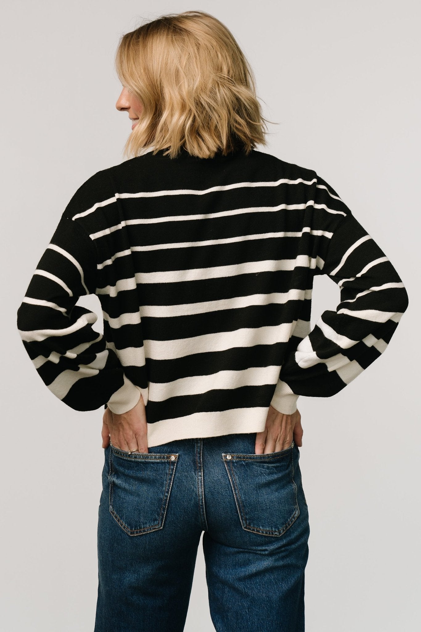 Jensen Stripe Sweater Top | Black + Ivory Cheap Sale Lowest Pice