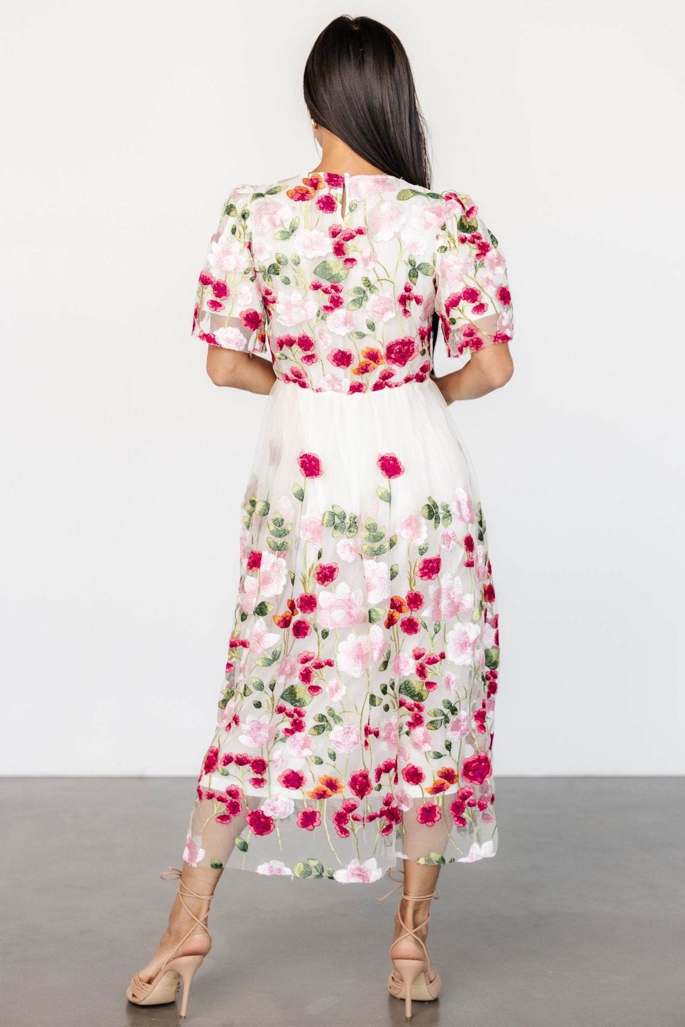 Anastasie Floral Embroidered Dress | Pink Multi Sale With Paypal