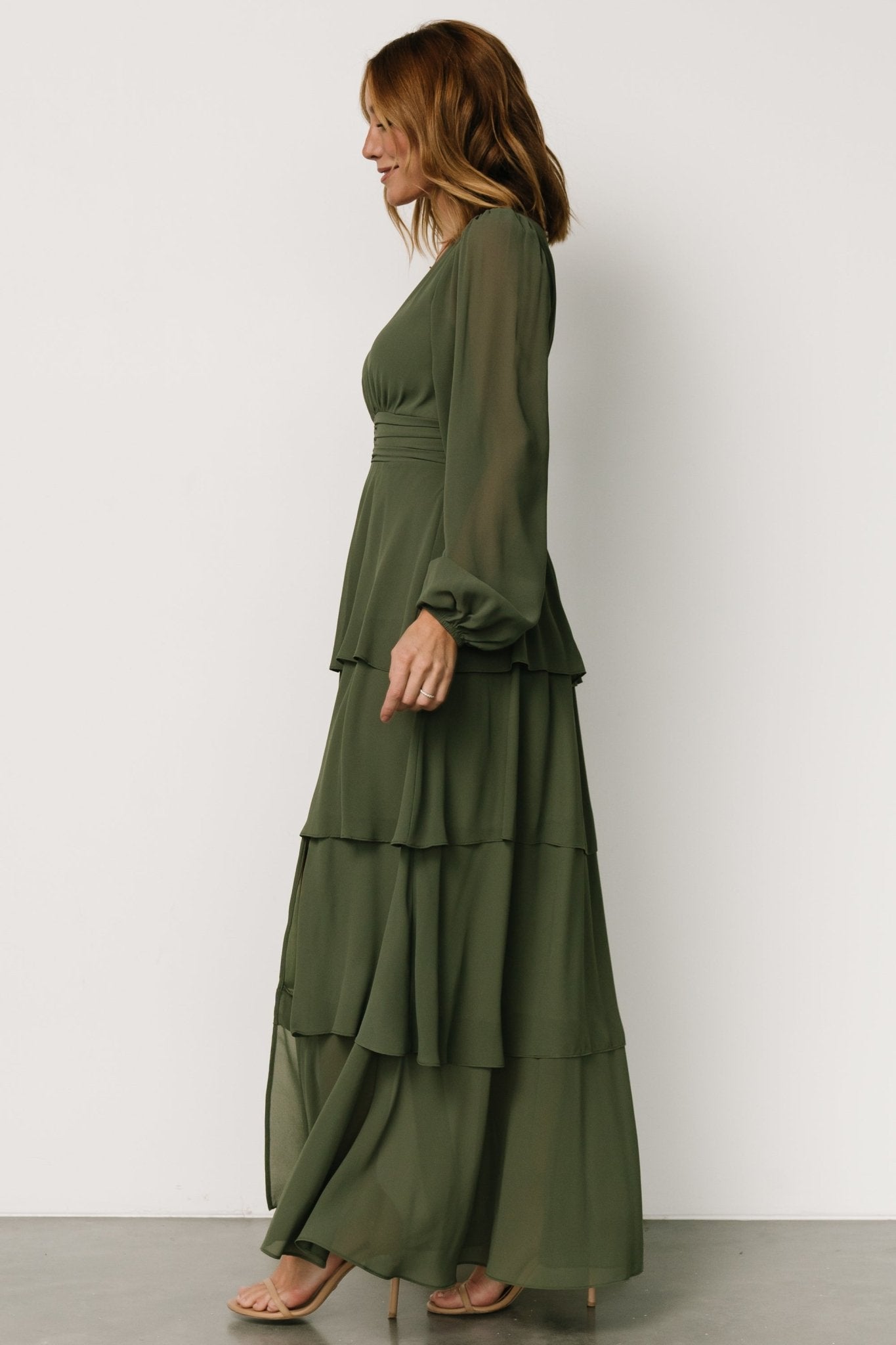 Mariella Tiered Maxi Dress | Dark Sage Free Shipping Largest Supplier