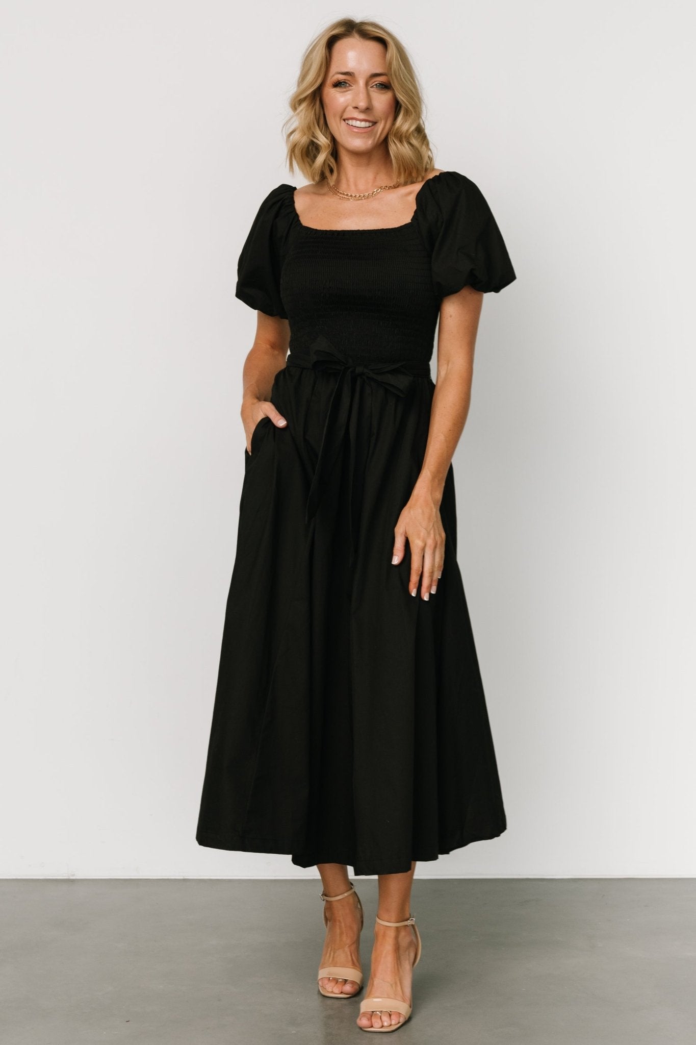 Bardot Midi Dress | Black Cheap Sale 100% Original