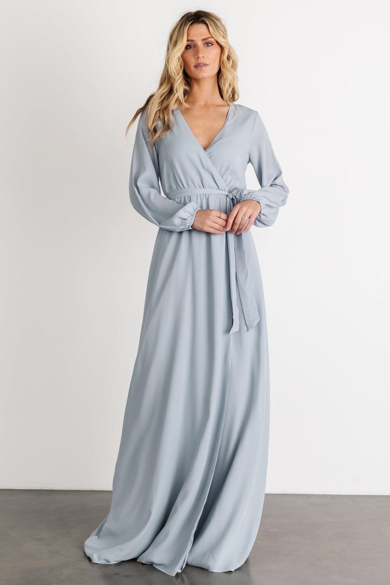 Breanne Faux Wrap Maxi Dress | Light Blue Outlet Discount Sale